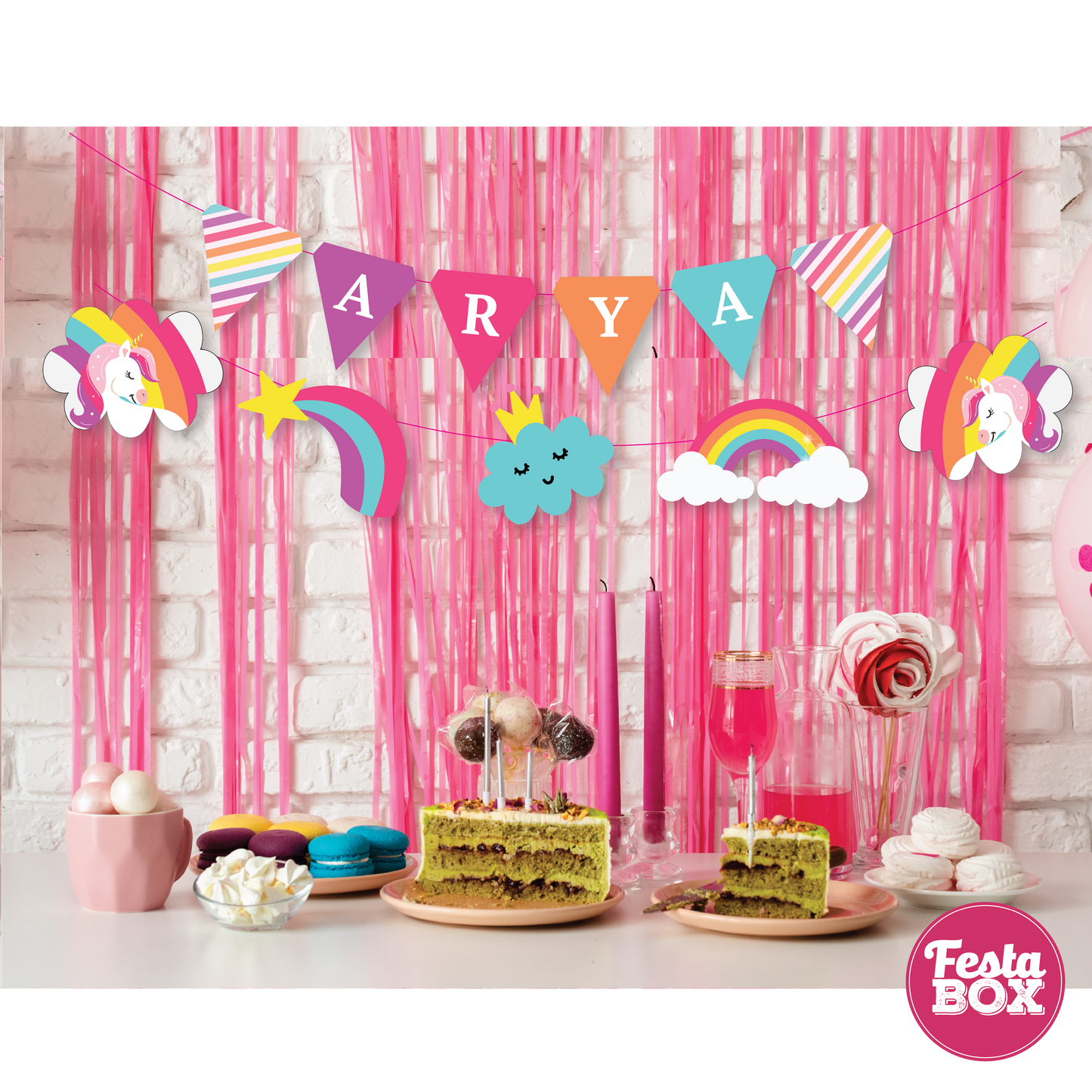 Background Banner for Birthday Party Decoration - Unicorn Theme - Option 2