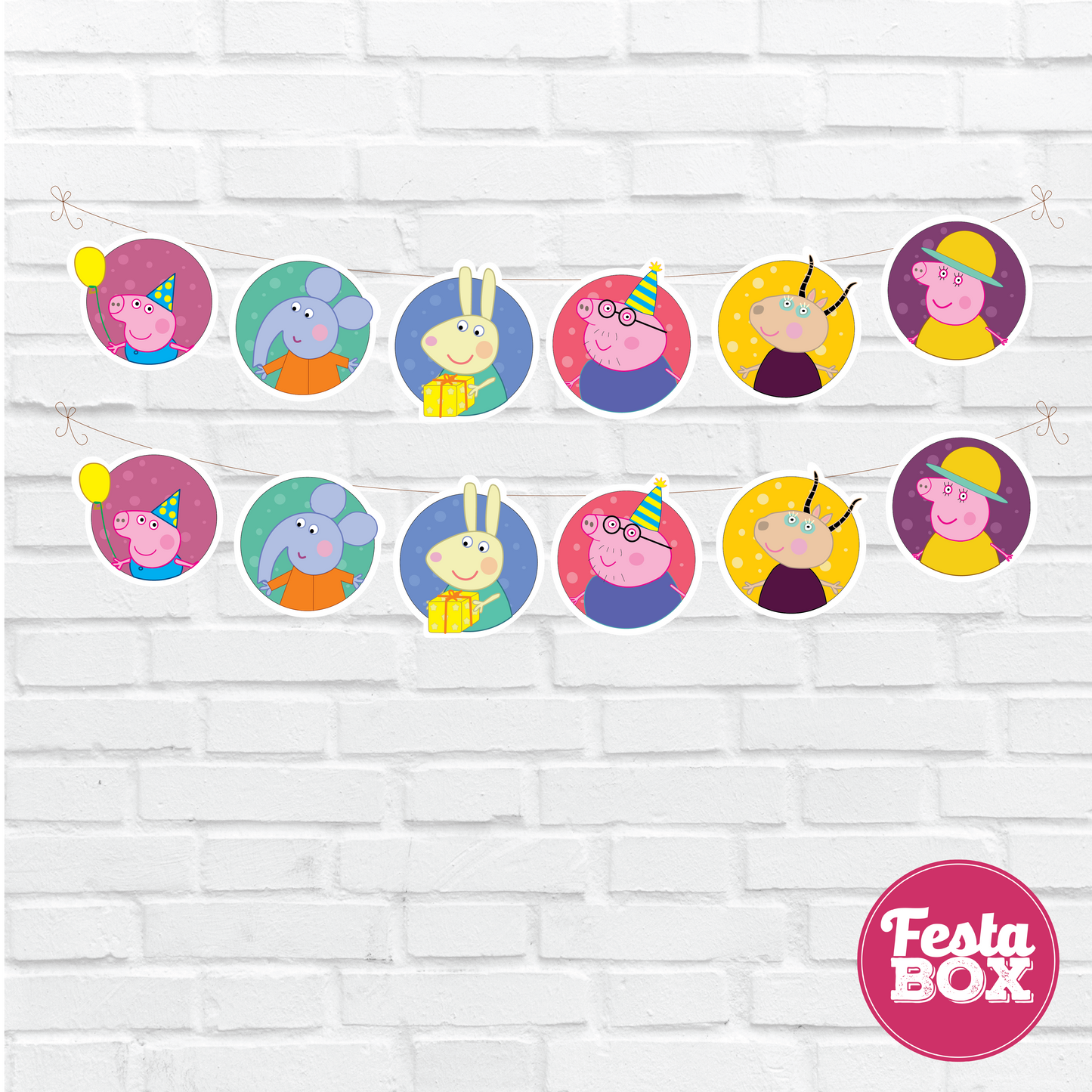 Background Banner for Birthday Party Decoration - Peppa Pig Theme - Option 1