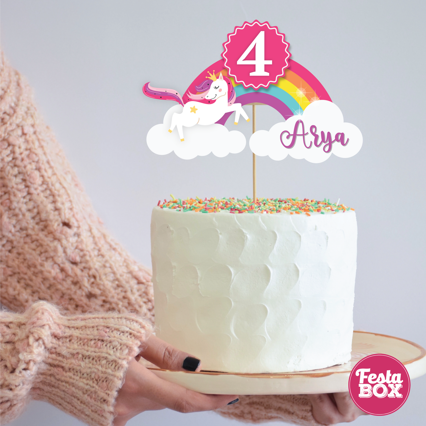 Cake Topper under the Unicorn Theme by Festabox for Birthday Party Decorations