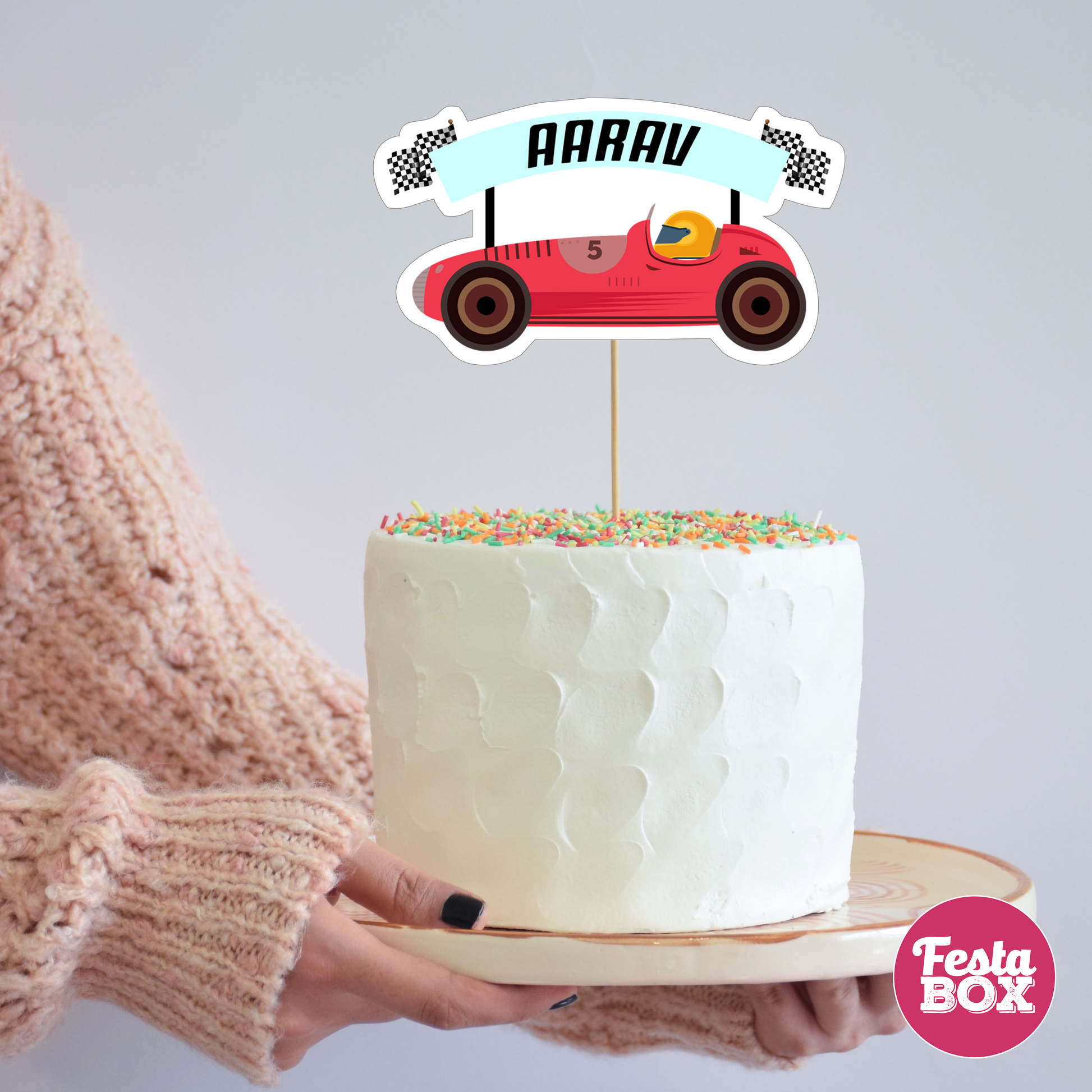 Cake Topper for Birthday Party Decoration - Race Car Theme