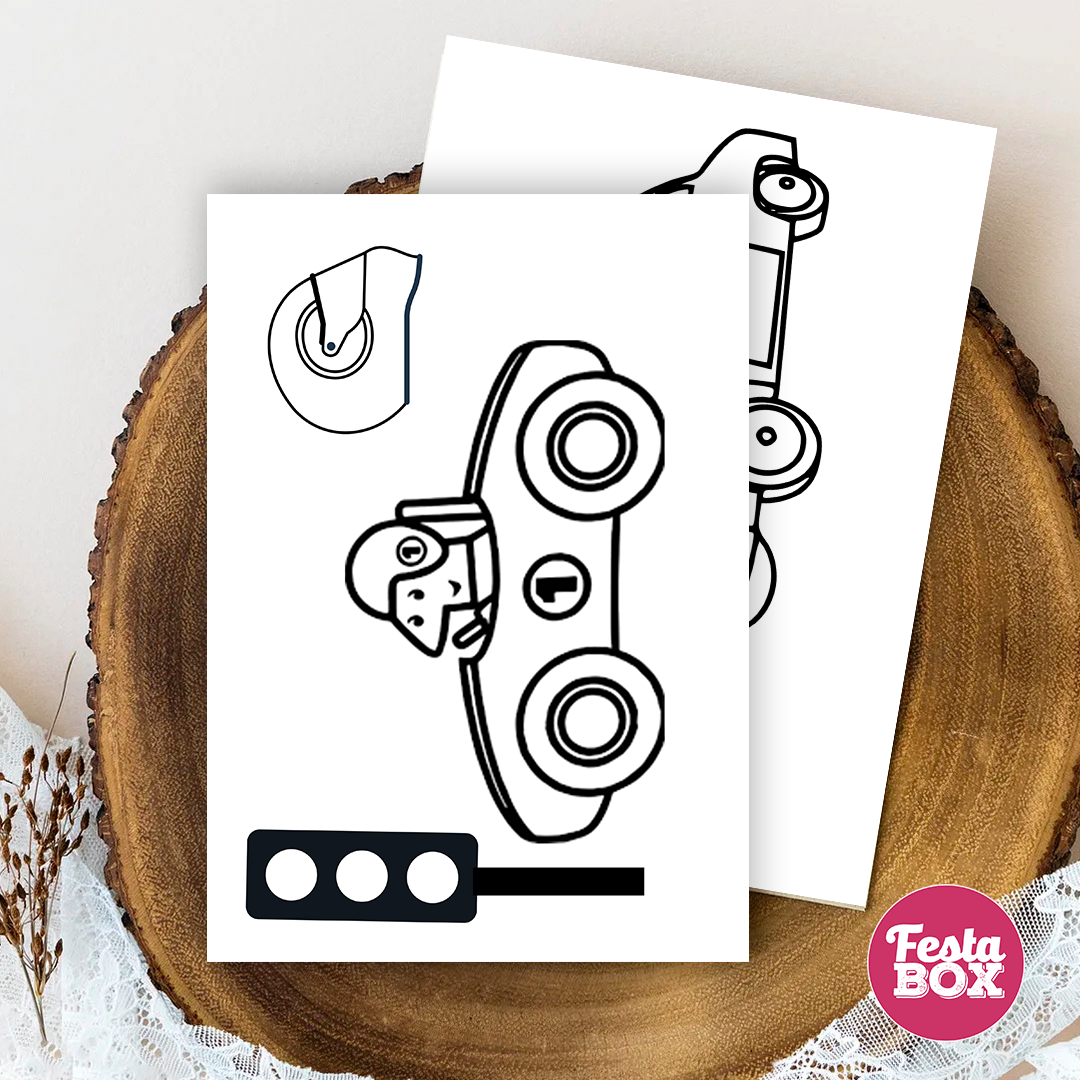 Birthday Game - Colouring Sheet (2 per set) - Race Car Theme (Set of 6)