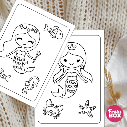 Birthday Game - Colouring Sheet (2 per set) - Mermaid Theme (Set of 6)