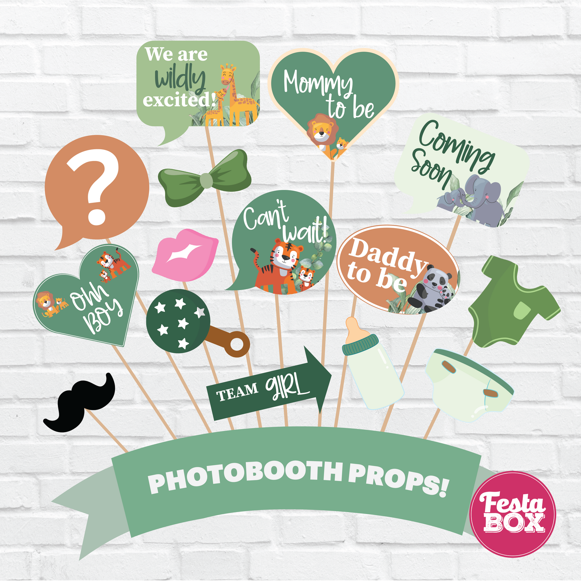 Party Props under the Jungle Safari theme by Festabox for Baby Shower