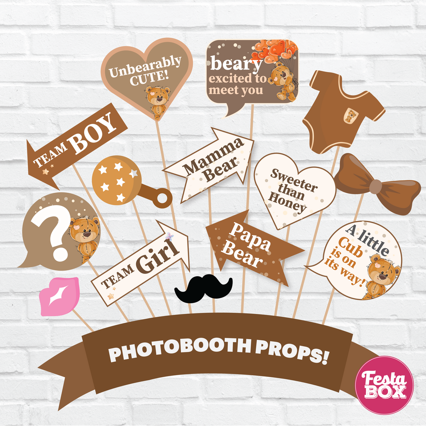Party Props under the Teddy Bear Collection by Festabox for Baby Shower