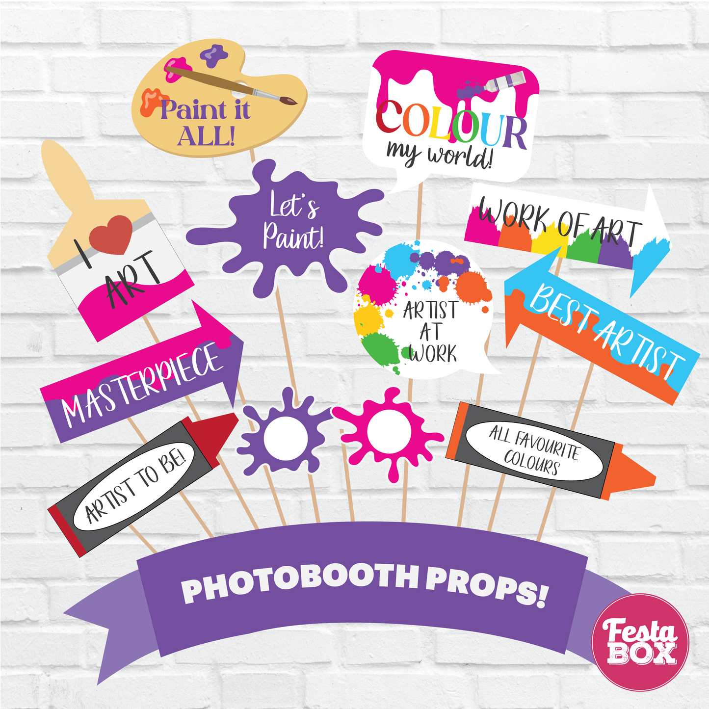 Party Props for Baby Shower – Arts Theme by Festabox (12 nos.)