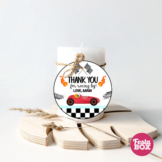 Gift Tags for Birthday Party Decoration - Race Car Theme (Set of 6)