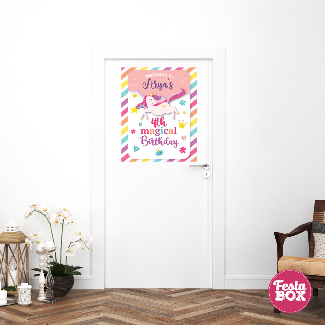 Welcome Sign under the Unicorn Theme by Festabox for Birthday Party Decorations