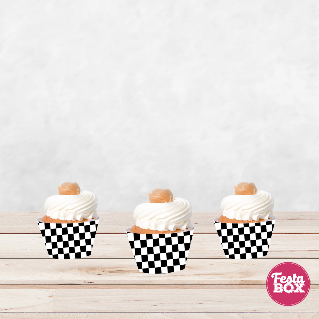 Cupcake Wrappers for Birthday Party Decoration - Race Car Theme (Set of 6) - Option 1