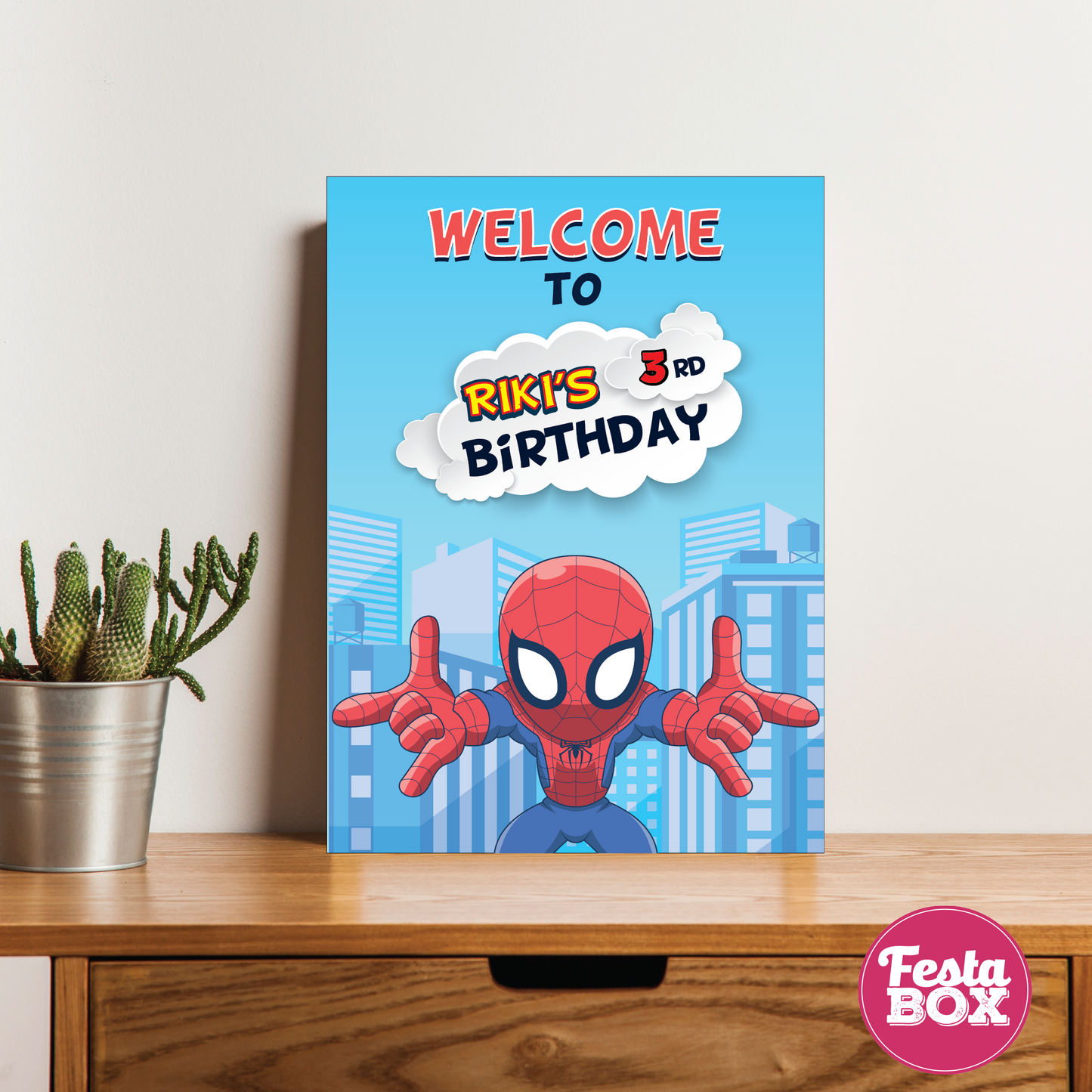 Welcome Sign for Birthday Party Decoration - Spiderman Theme