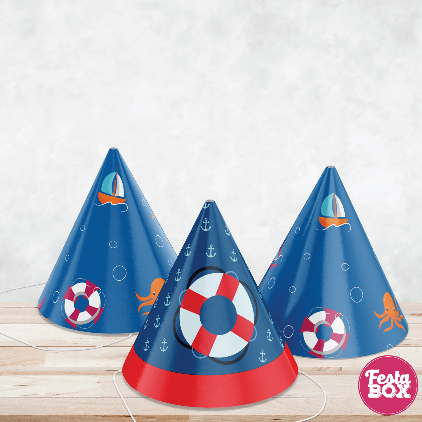 Birthday Celebration Caps - Nautical Theme (Set of 6) - Assorted