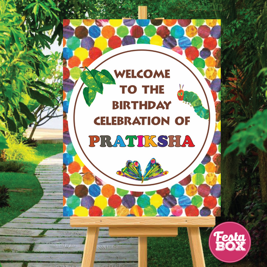 Welcome Sign for Birthday Party - The Very Hungry Caterpillar Theme by Festabox - Option 2