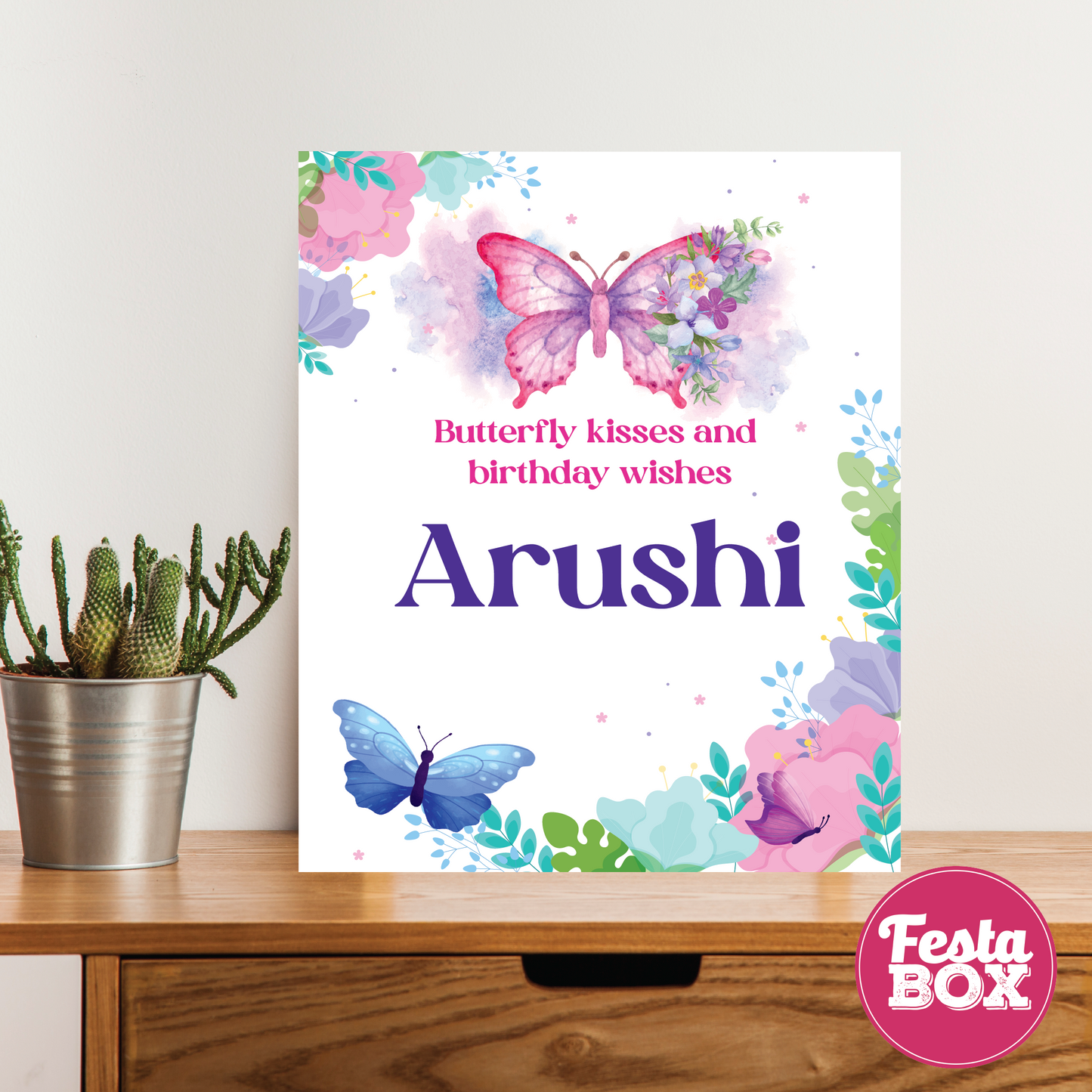 Welcome Sign for Birthday Party Decoration - Butterfly theme- Option 2