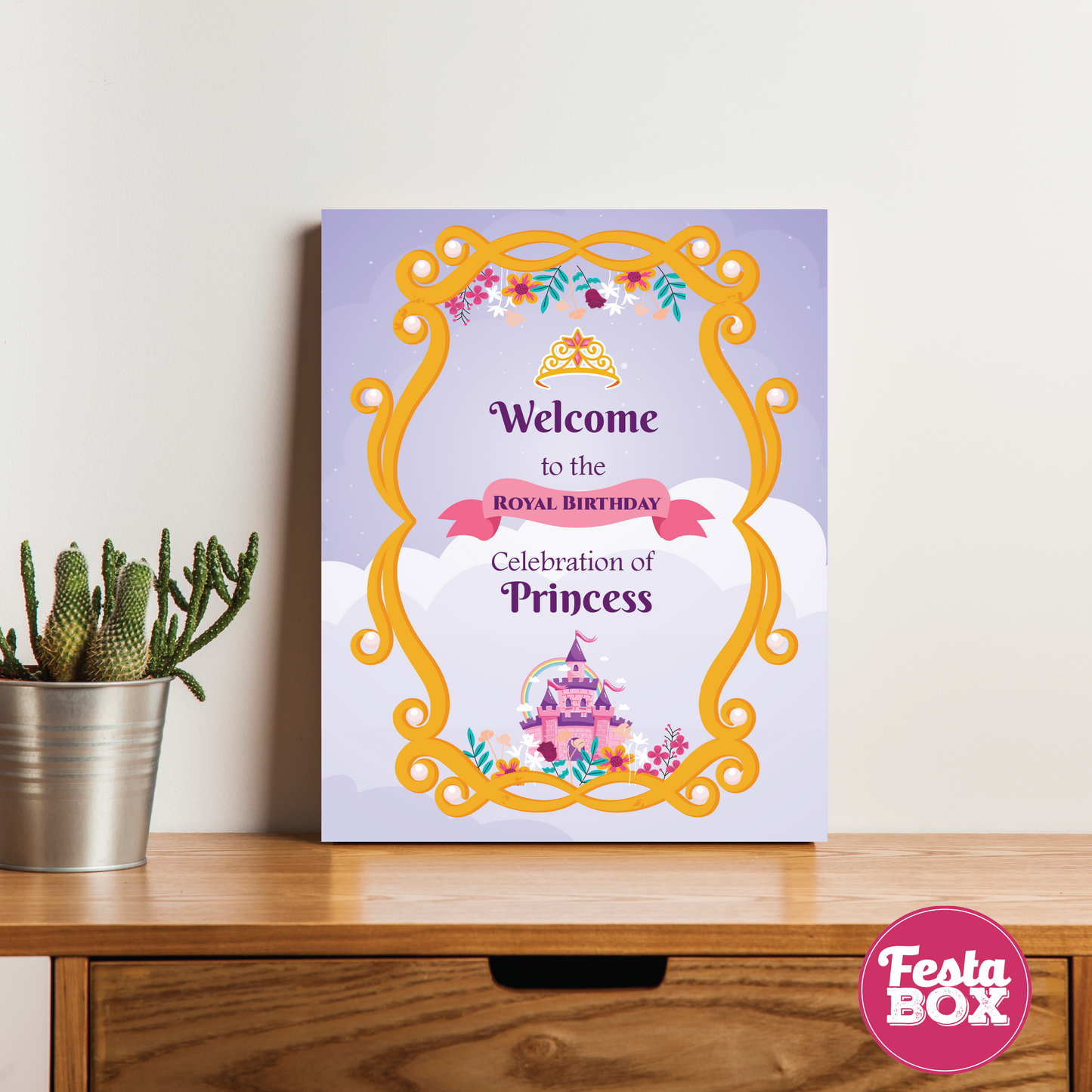 Welcome Sign for Birthday Party Decoration - Princess Theme - Option 1