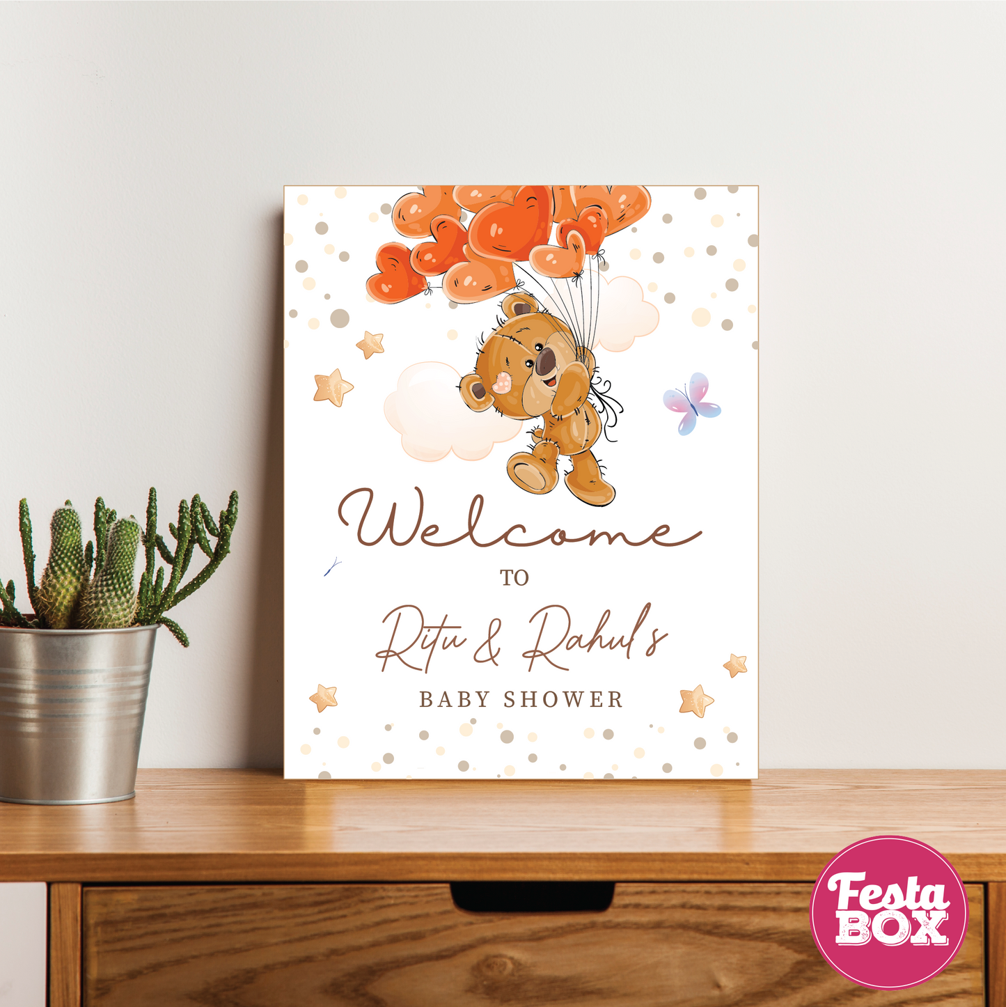 Welcome Sign for Baby Shower – Teddy Bear Collection by Festabox