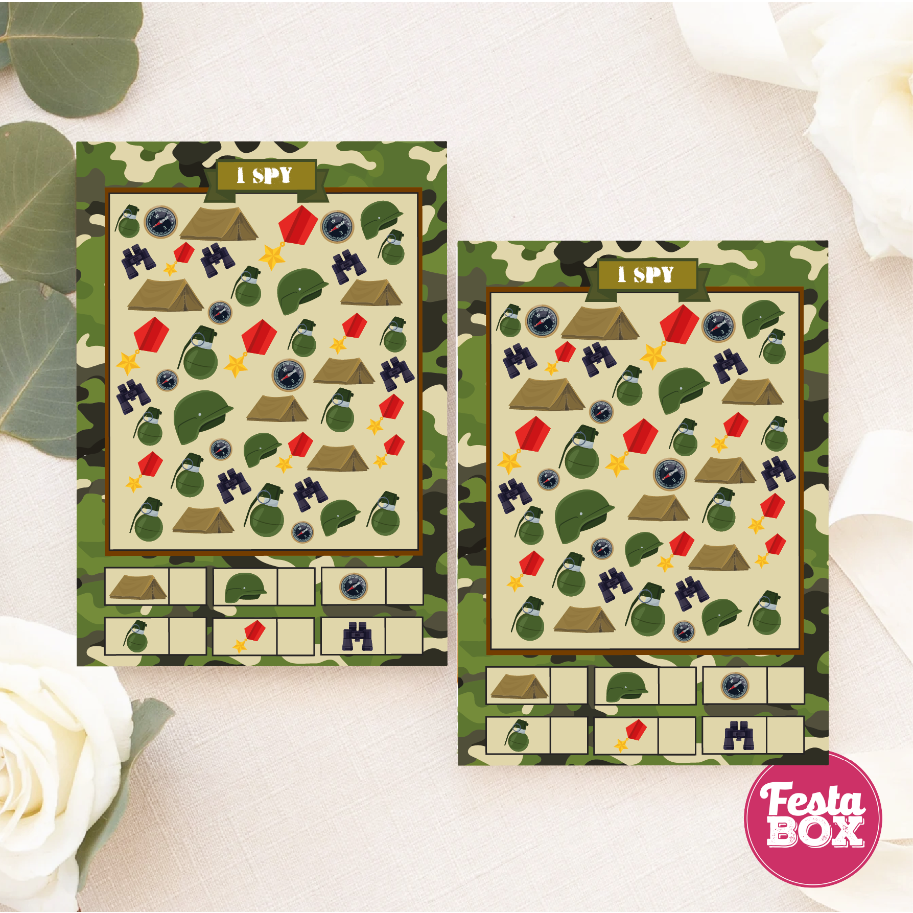 Birthday Game - How Many - Army Theme (Set of 6)