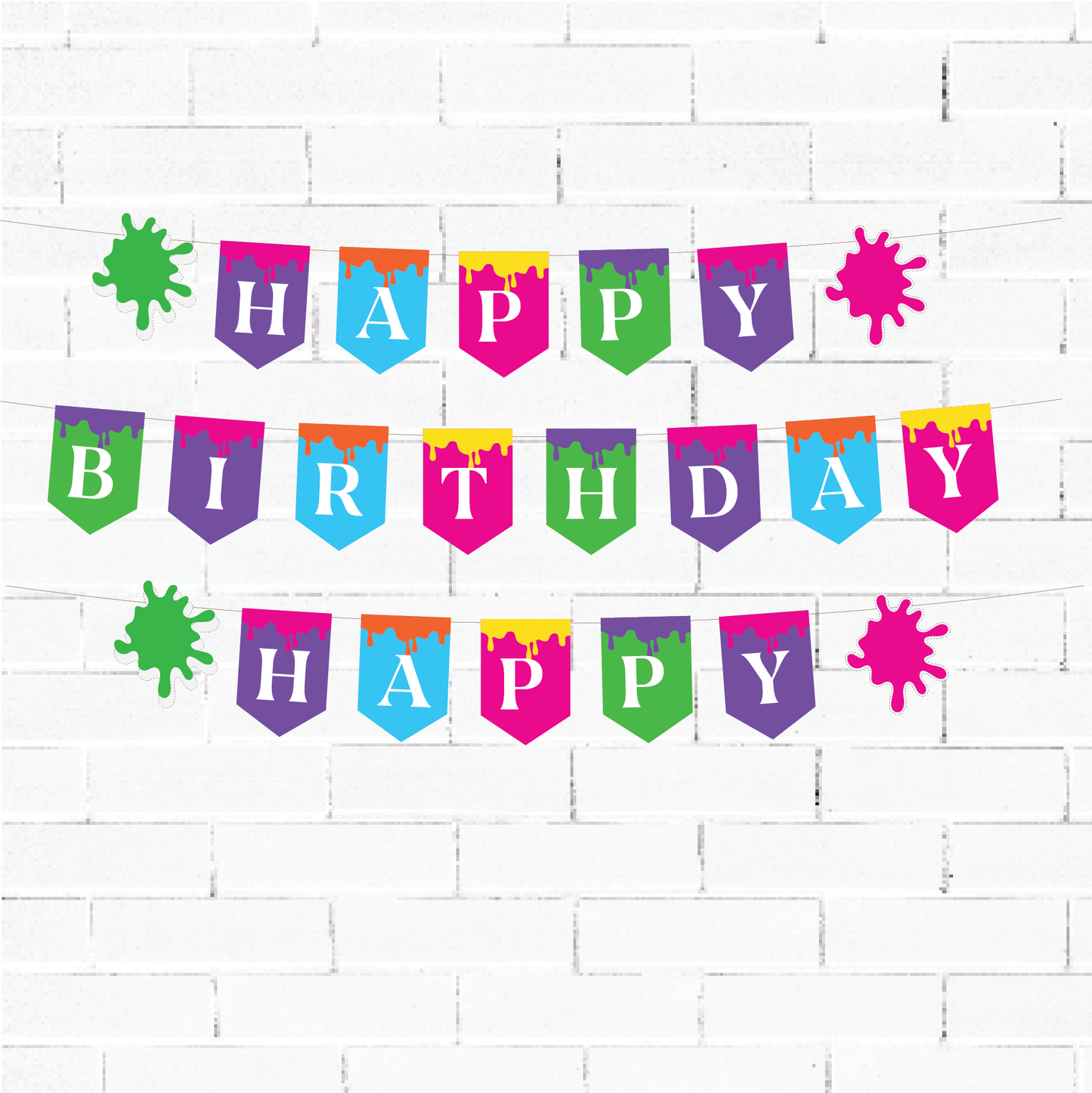 Happy Birthday Banner for Birthday Party Decoration - Art Theme Option 2