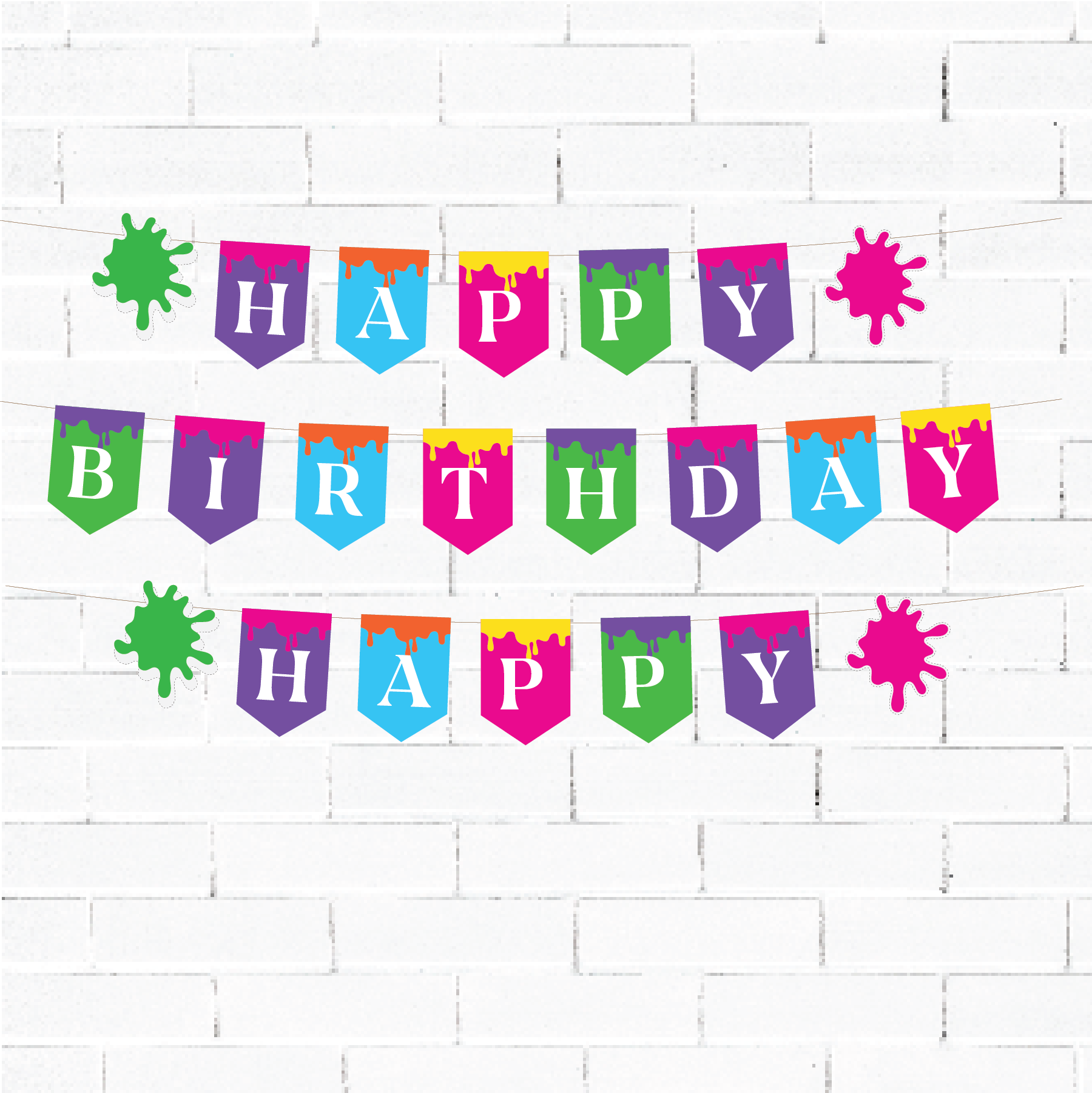 Happy Birthday Banner for Birthday Party Decoration - Art Theme Option 2