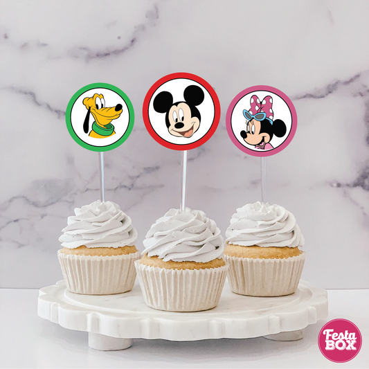 Cupcake Topper for Birthday Party - Mickey Mouse Theme (Set of 6) - Assorted