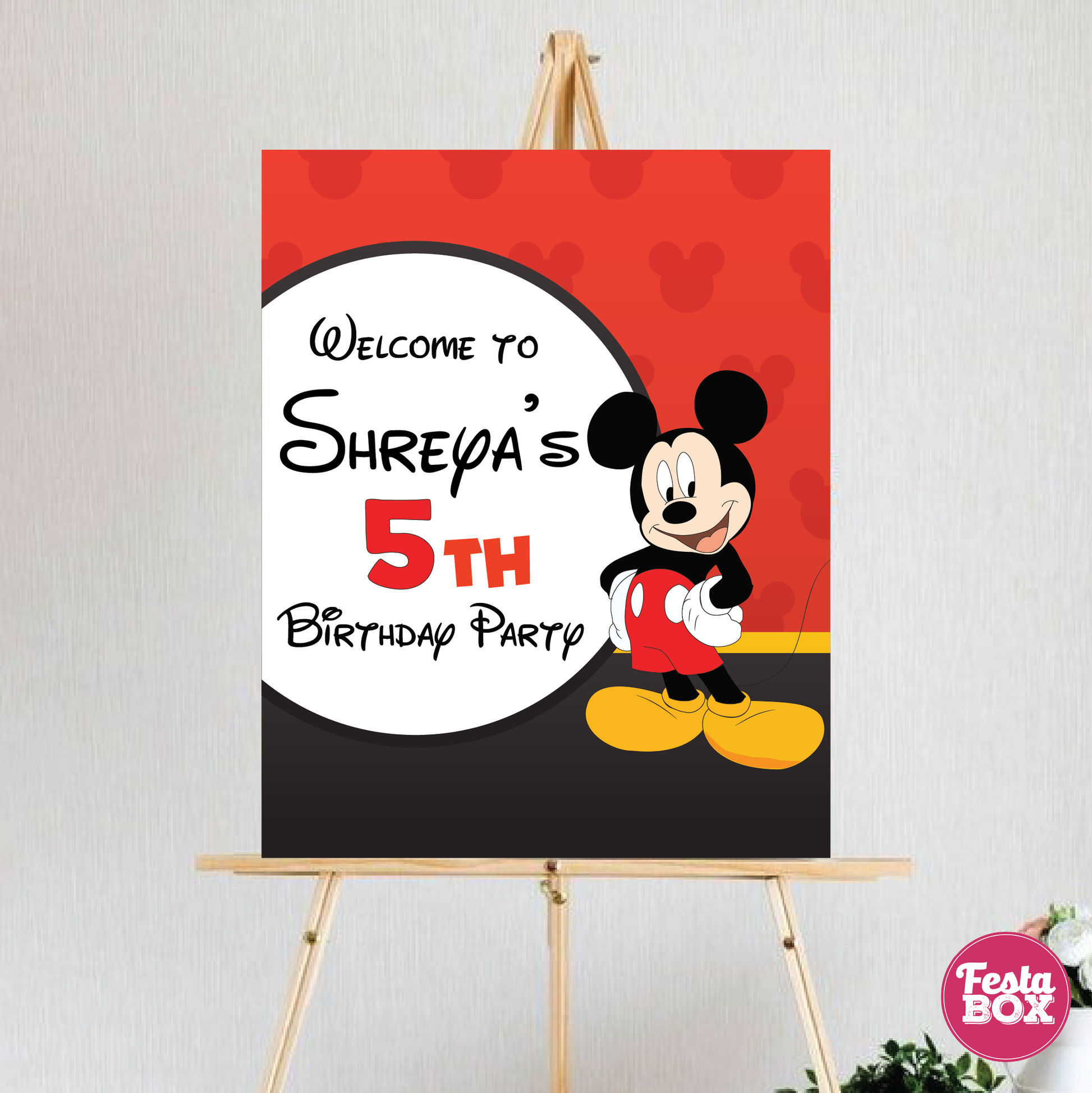 Welcome Sign for Birthday Party Decoration - Mickey Mouse Theme