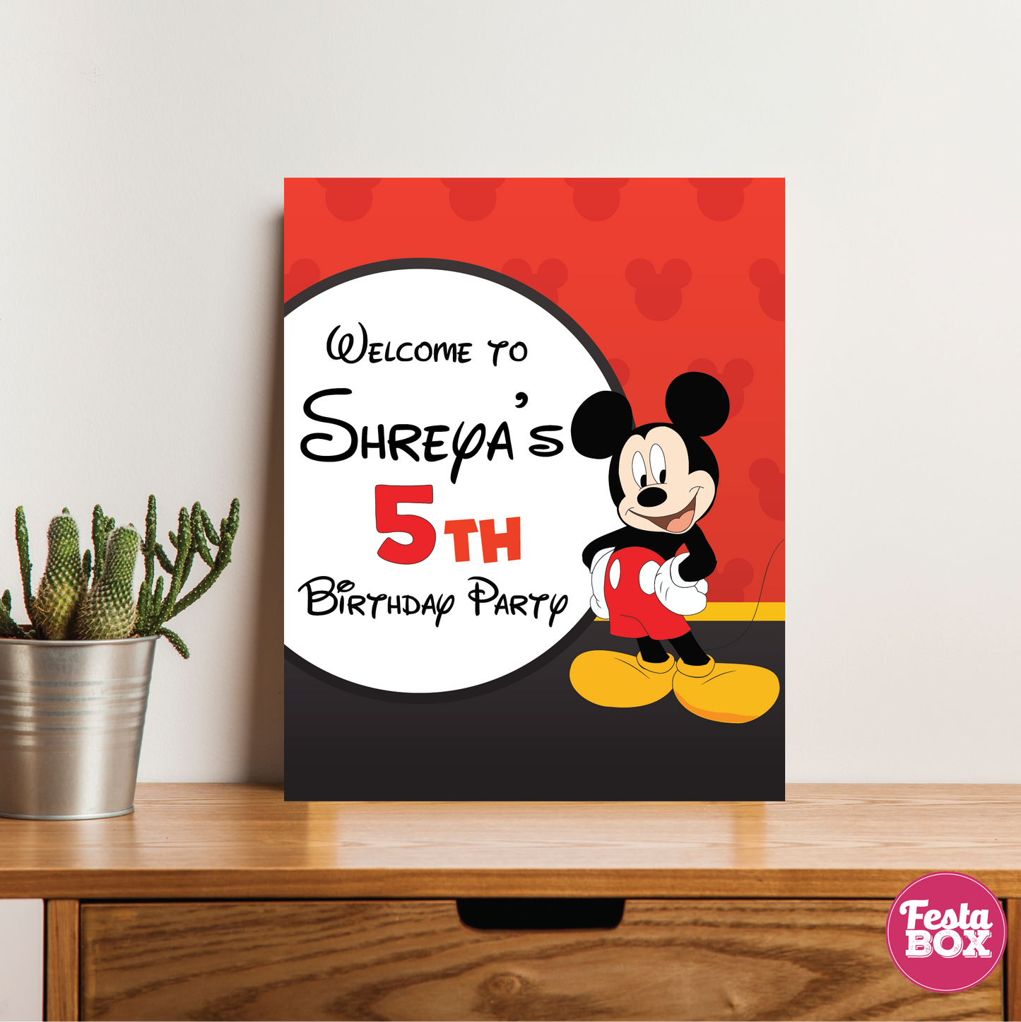 Welcome Sign for Birthday Party Decoration - Mickey Mouse Theme