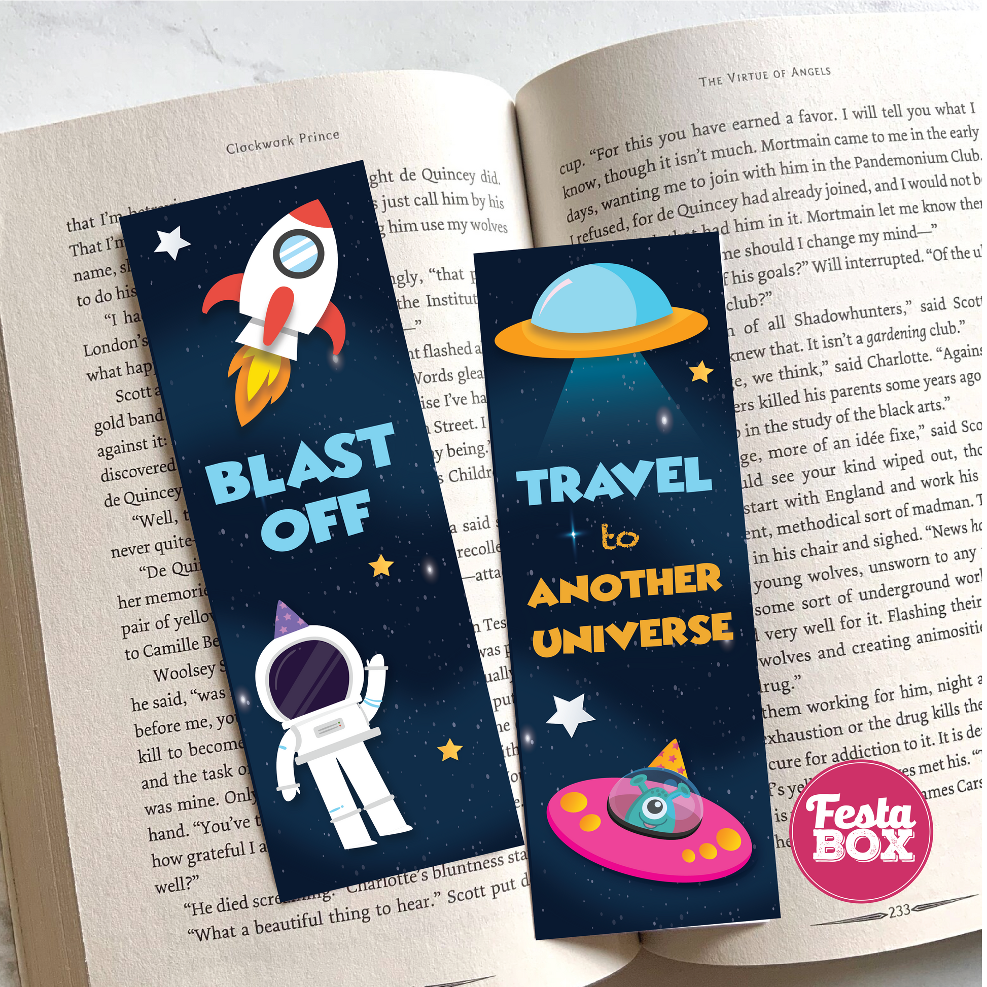 Bookmark – Space Birthday Party Theme (Set of 6 pairs)