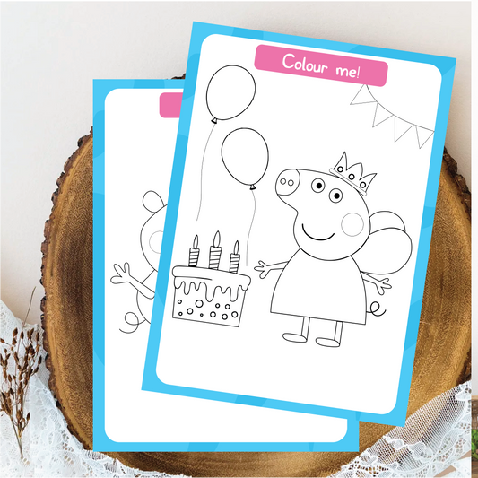 Birthday activities  - Colouring Sheet (2 per set) - Peppa Pig theme (Set of 6)
