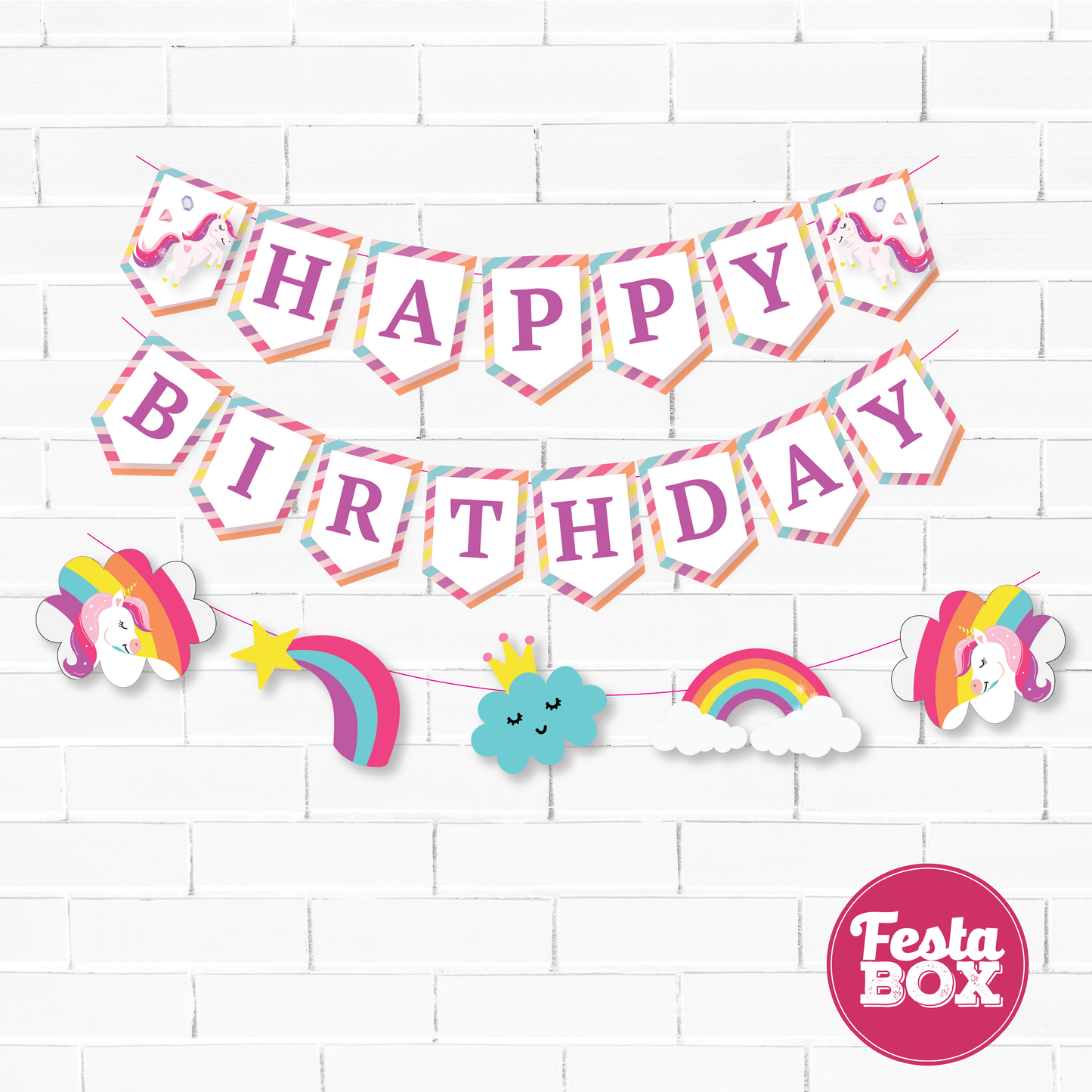 Background Banner for Birthday Party Decoration - Unicorn Theme - Option 1