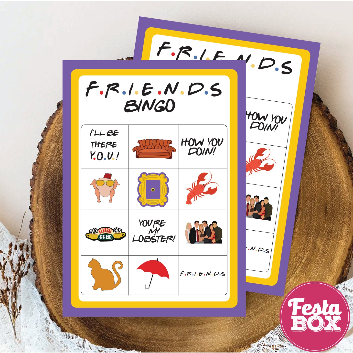 Birthday Game - Friends bingo -  Friends Theme (Set of 6)