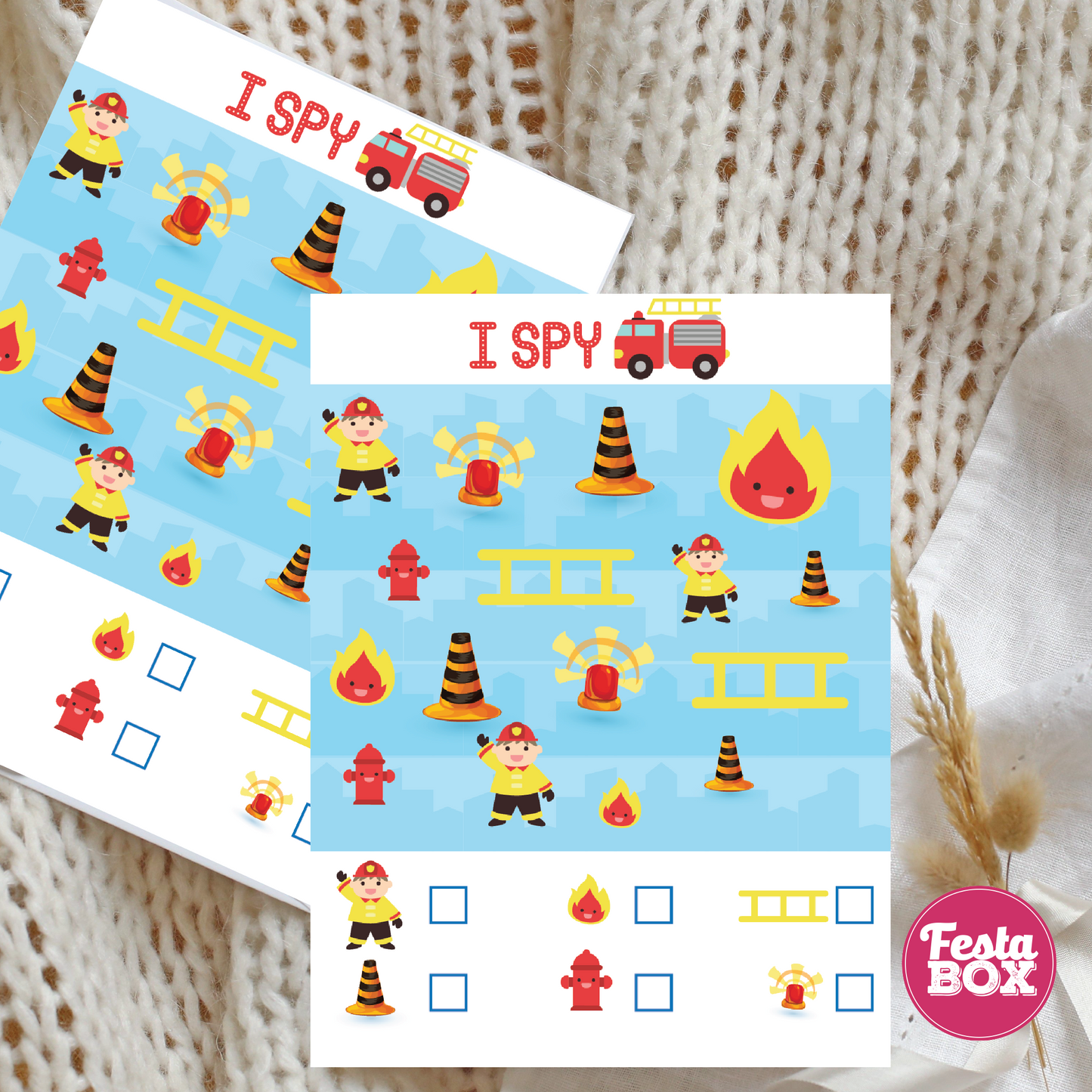 Birthday Game - I Spy - Firetruck Theme (Set of 6)