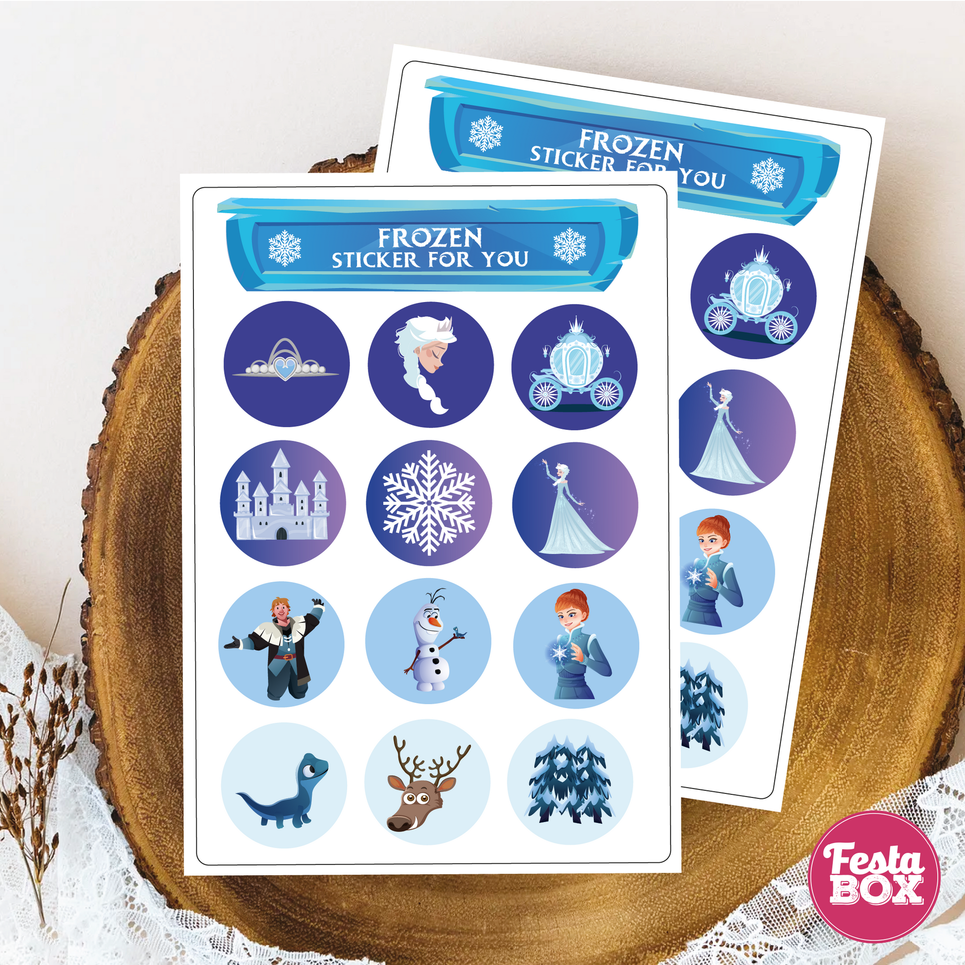 Birthday Game - Sticker Sheets - Frozen Theme (Set of 6)