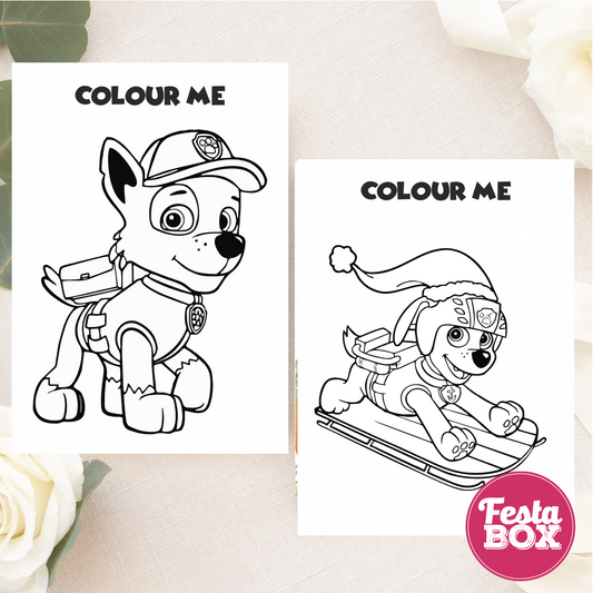 Birthday Game - Colouring Sheet (2 per set) - Paw Patrol Theme (Set of 6)