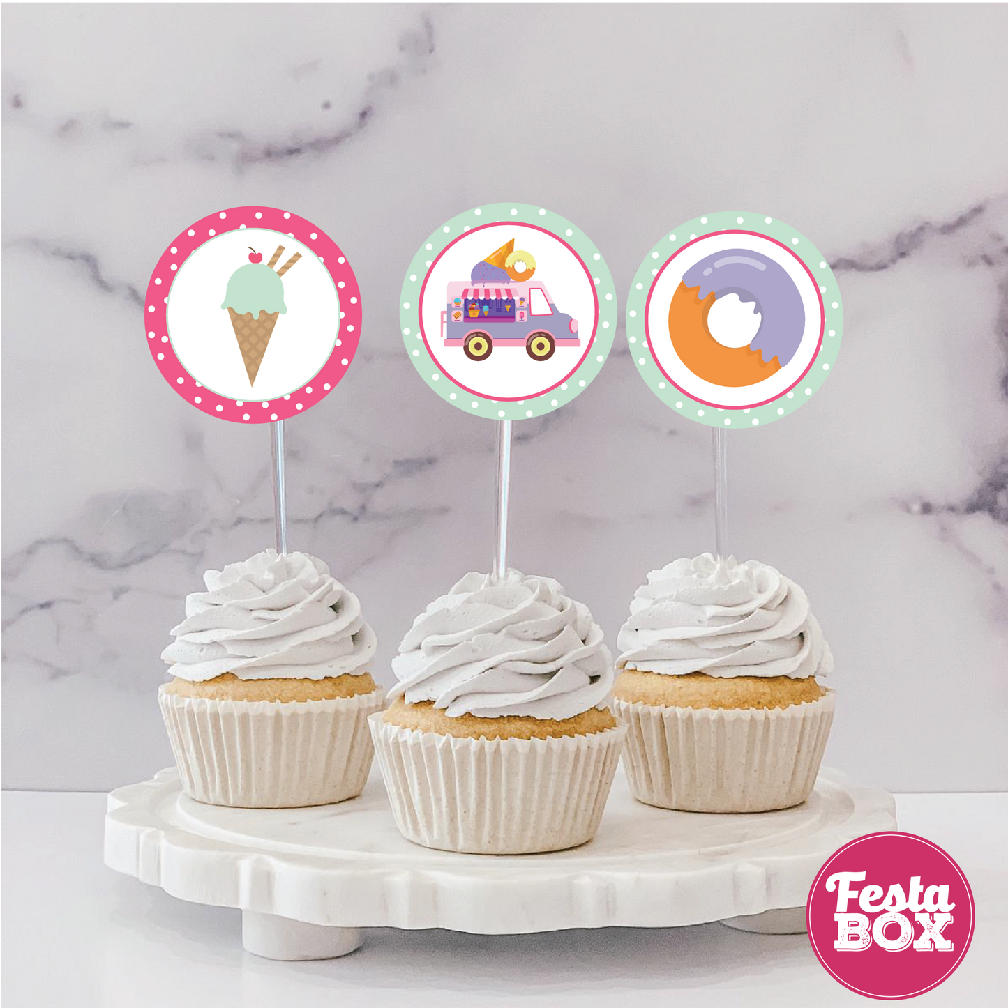 Cupcake Topper for Birthday Party - Candyland Theme (Set of 6) - Assorted