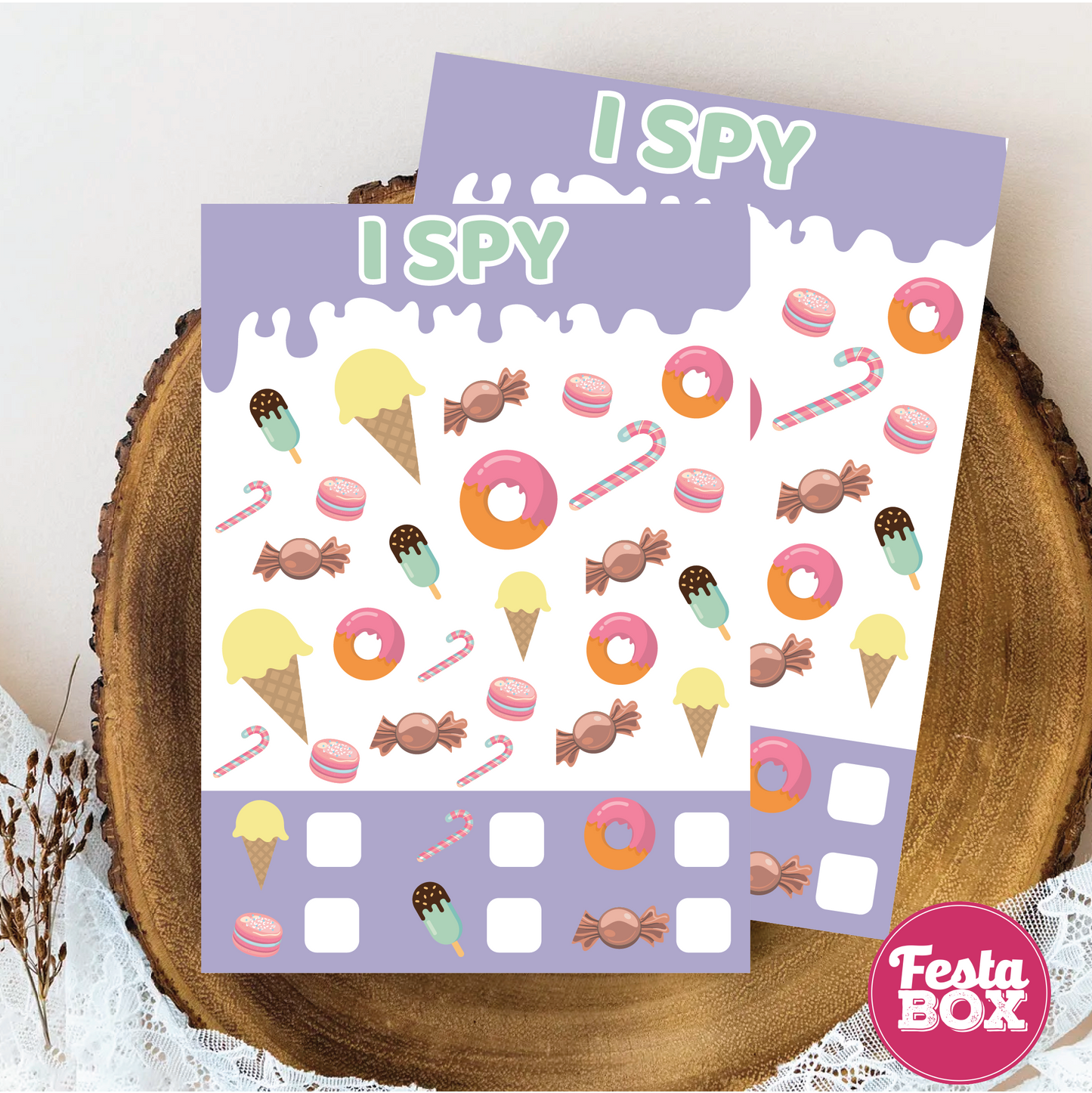 Birthday Game - I Spy - Candyland Theme (Set of 6)