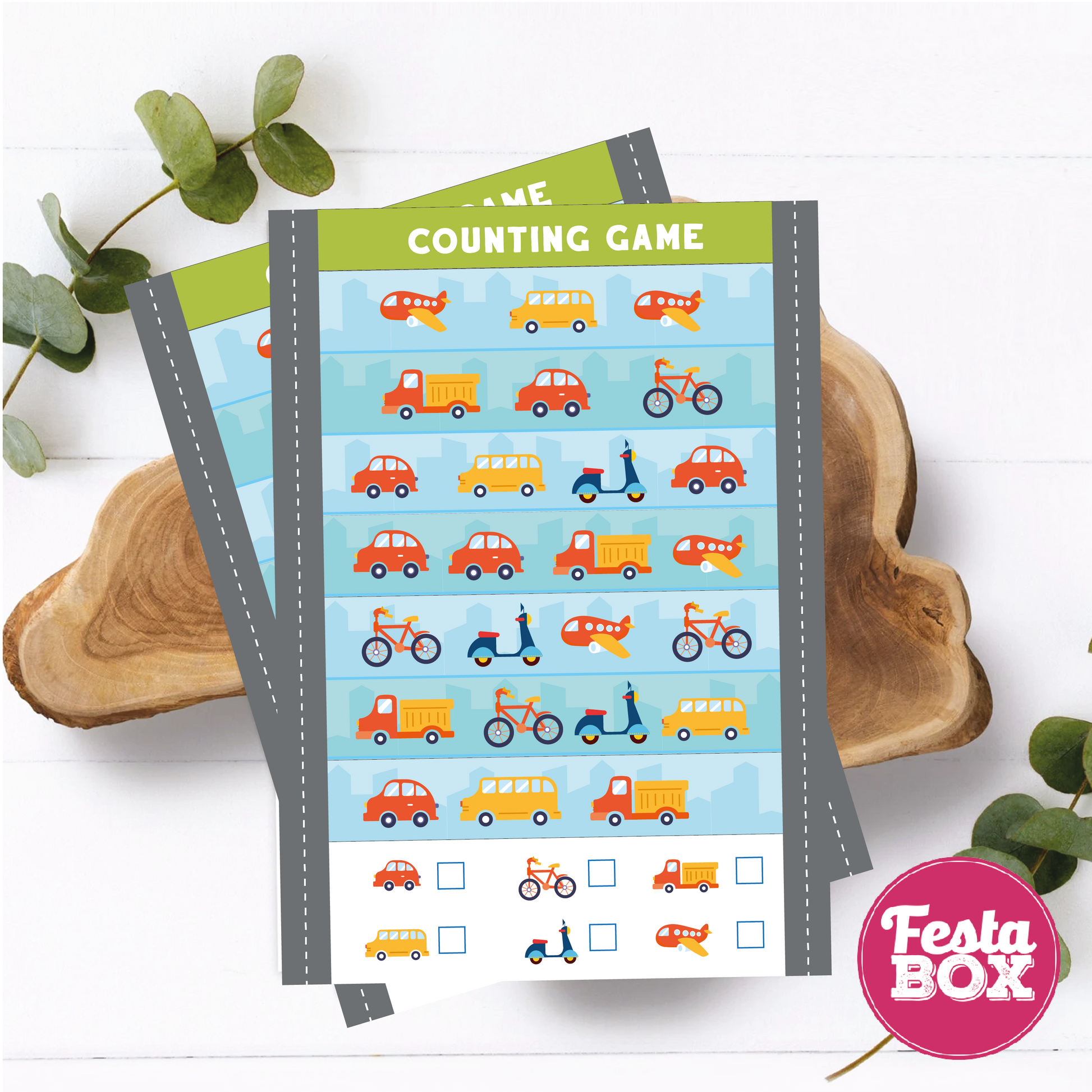 Birthday Games- I spy counting game - Transport Theme