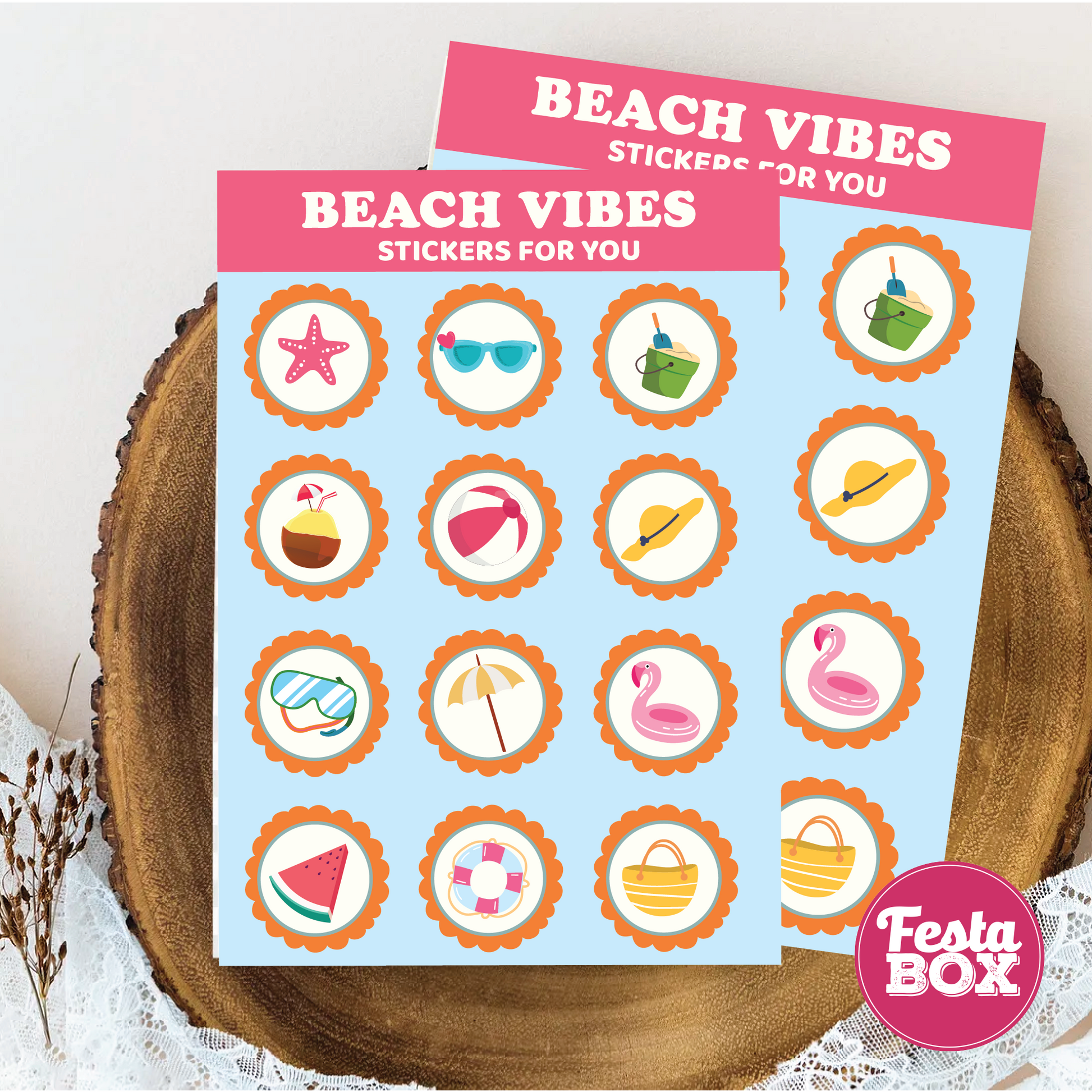 Birthday Game - Sticker Sheets - Beach Theme (Set of 6)