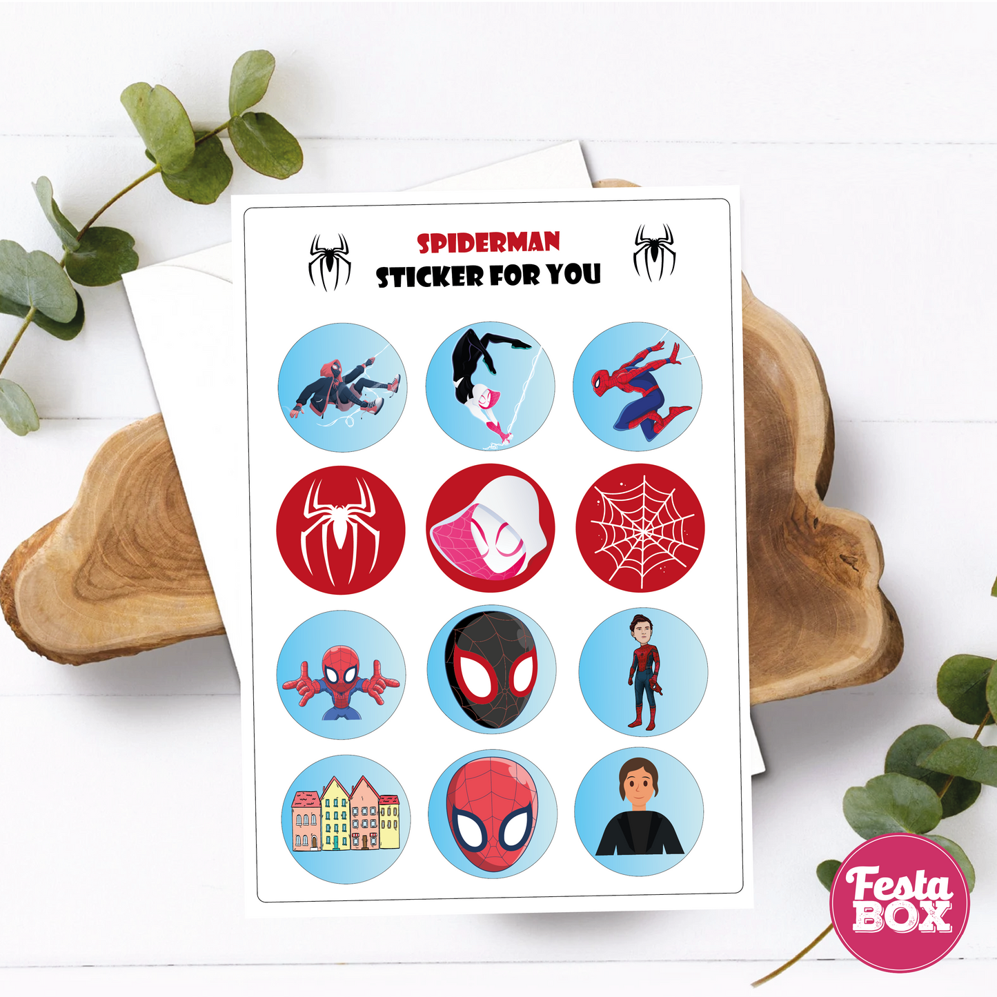 Birthday Game - Sticker Sheets - Spiderman Theme (Set of 6)