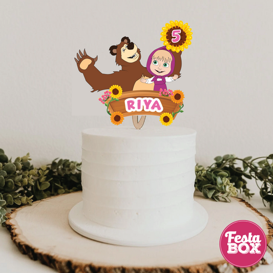 Cake Topper for Birthday Party Decoration - Masha and Bear Theme - Option 2