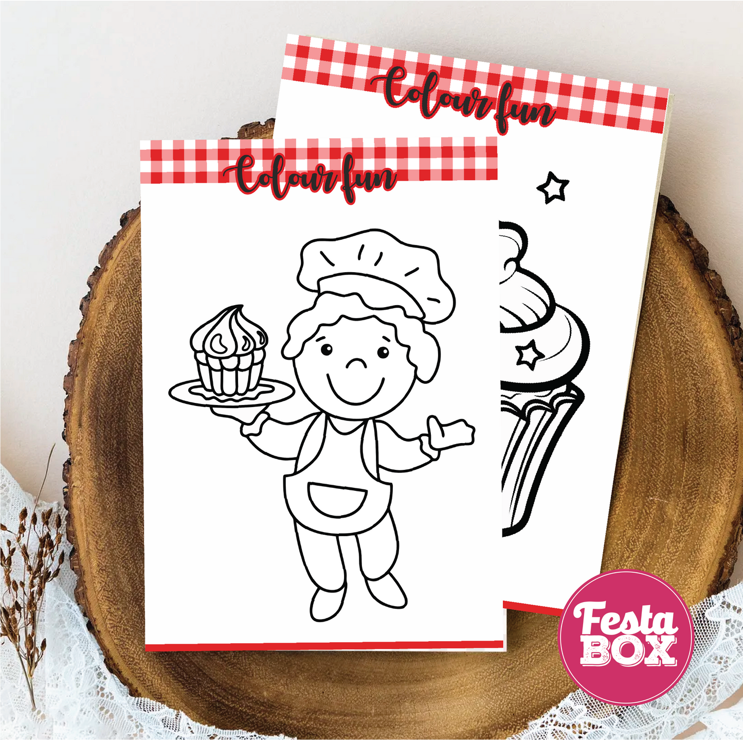 Birthday Activities Game - Colouring Sheet (2 per set) - Chef Theme (Set of 6)