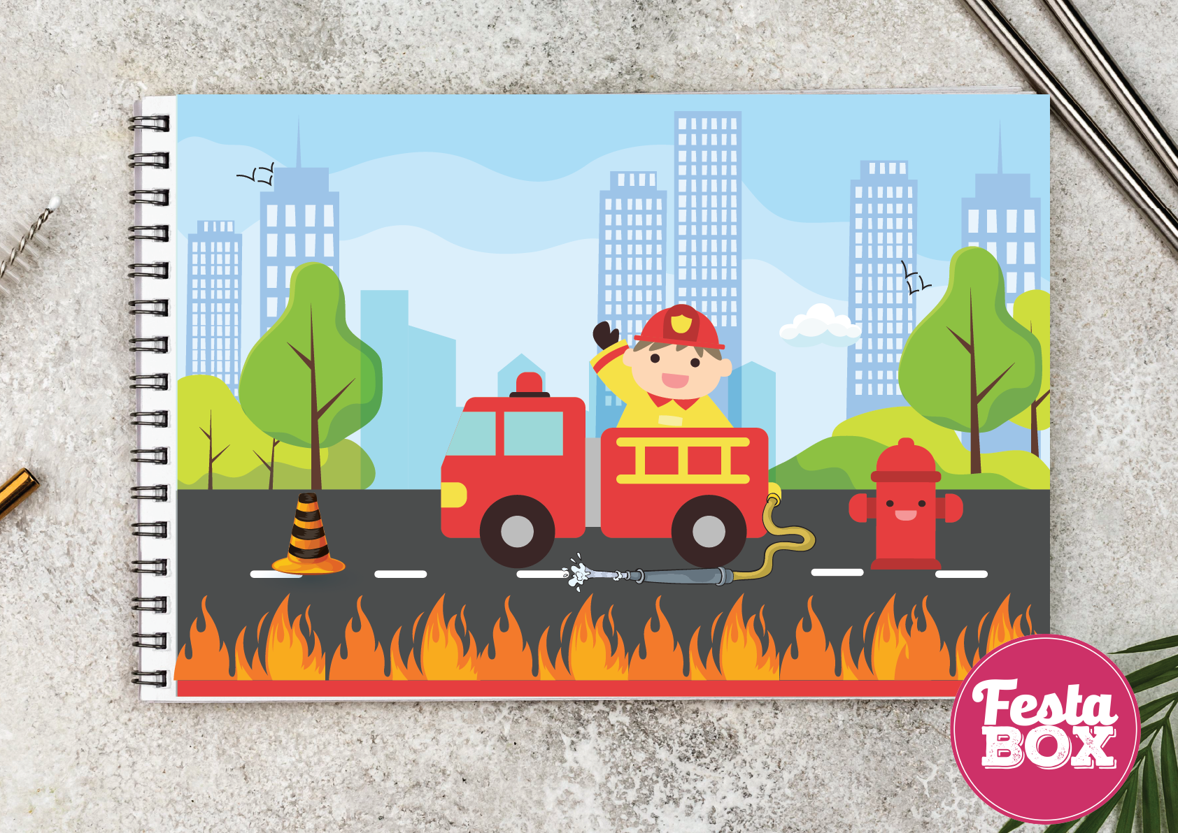 Return gifts - Drawing book - Firetruck theme Birthday Party