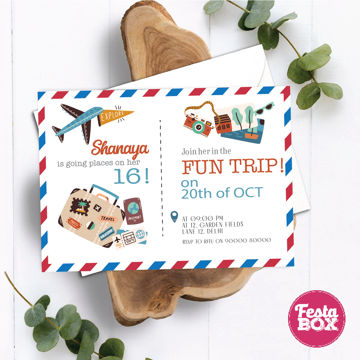 Birthday Party Invitation - Travel Theme (Set of 6) - Option 2