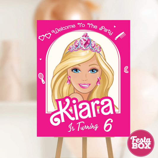 Welcome Sign for Birthday Party Decoration - Barbie Theme