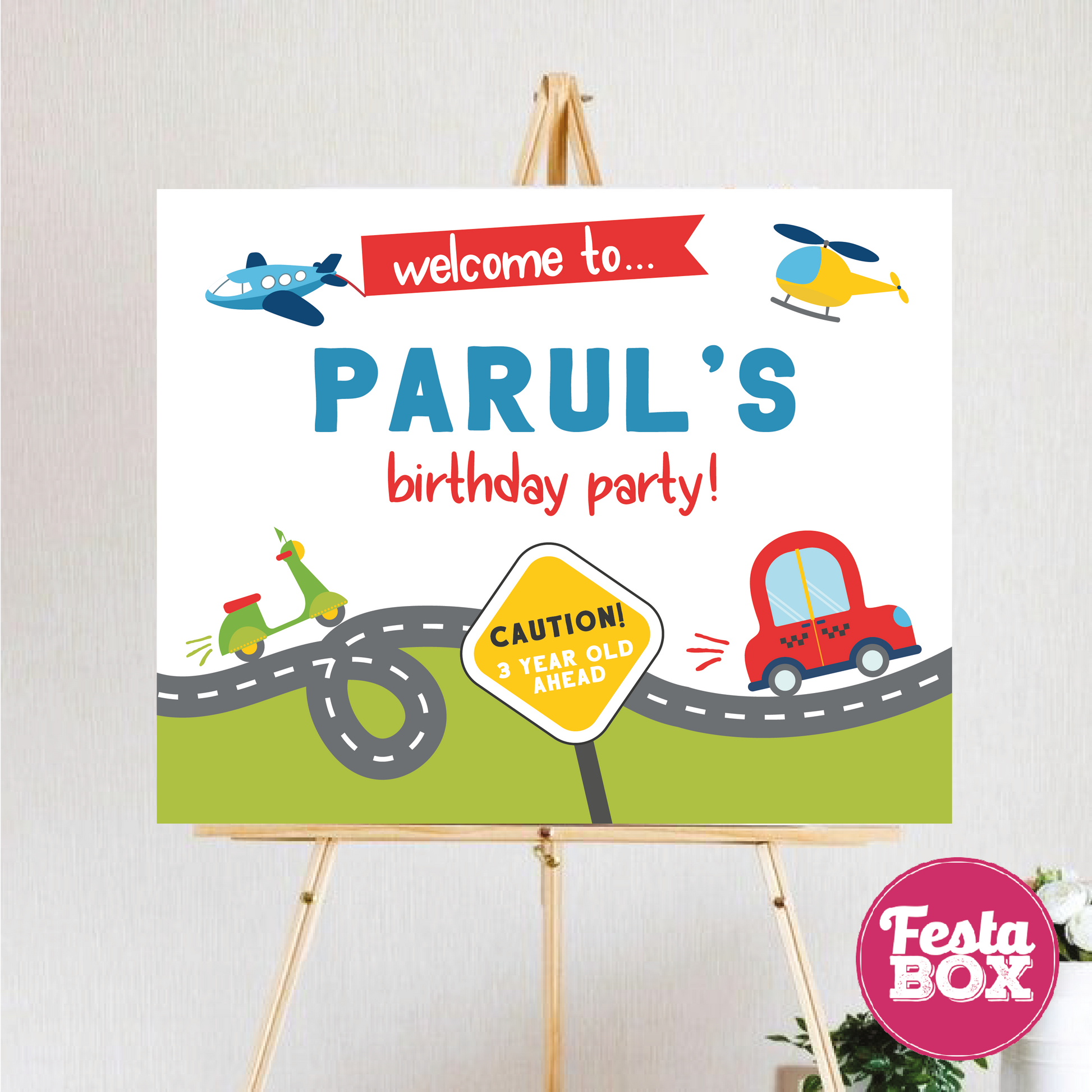 Welcome Sign for Birthday Party Decoration - Transport Theme