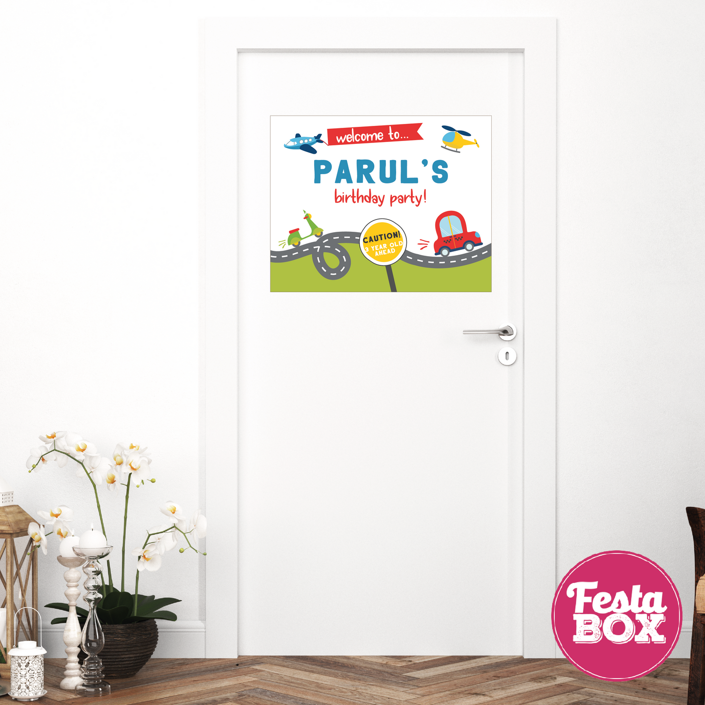 Welcome Sign for Birthday Party Decoration - Transport Theme poster