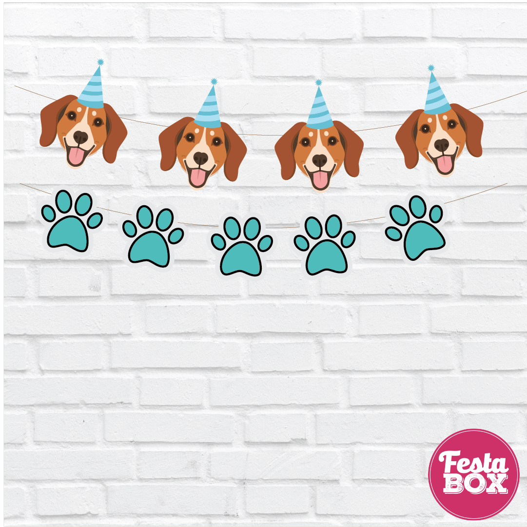 Background Banner for Birthday Party Decoration - Puppy Theme - Option 1