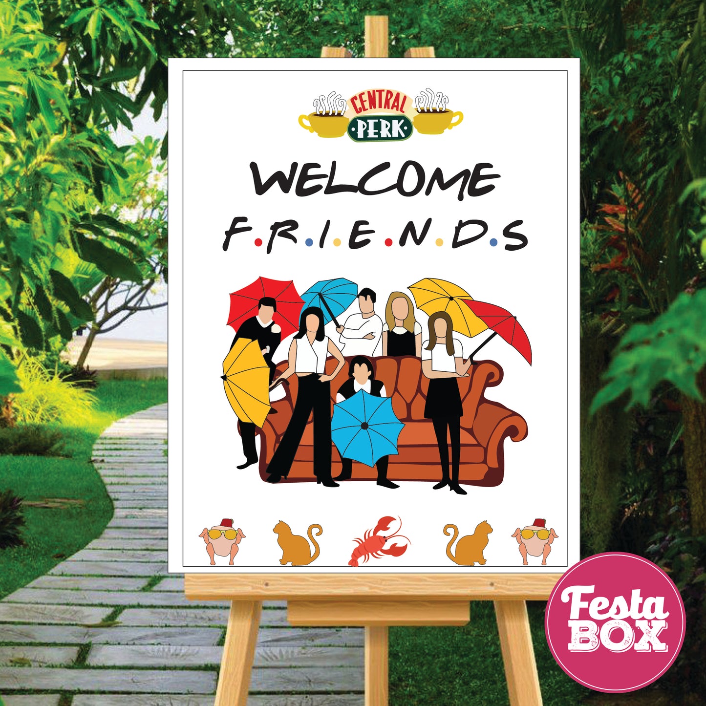 Welcome Sign for Birthday Party Decoration - Friends theme