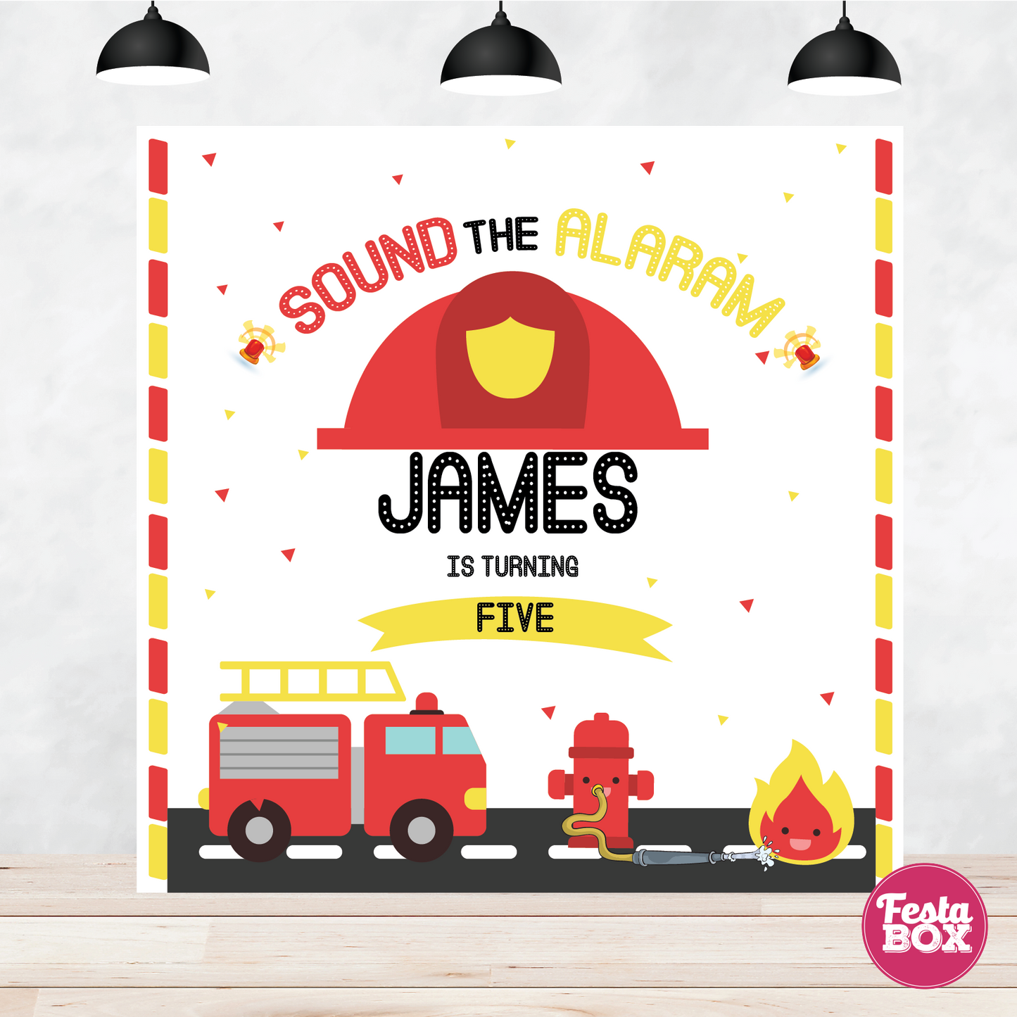 Firetruck theme birthday Backdrop