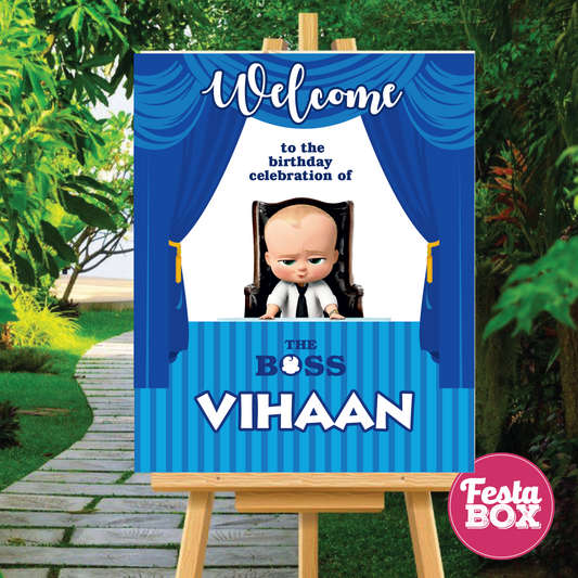 Welcome Sign for Birthday Party Decoration - Boss Baby Theme - Option 2