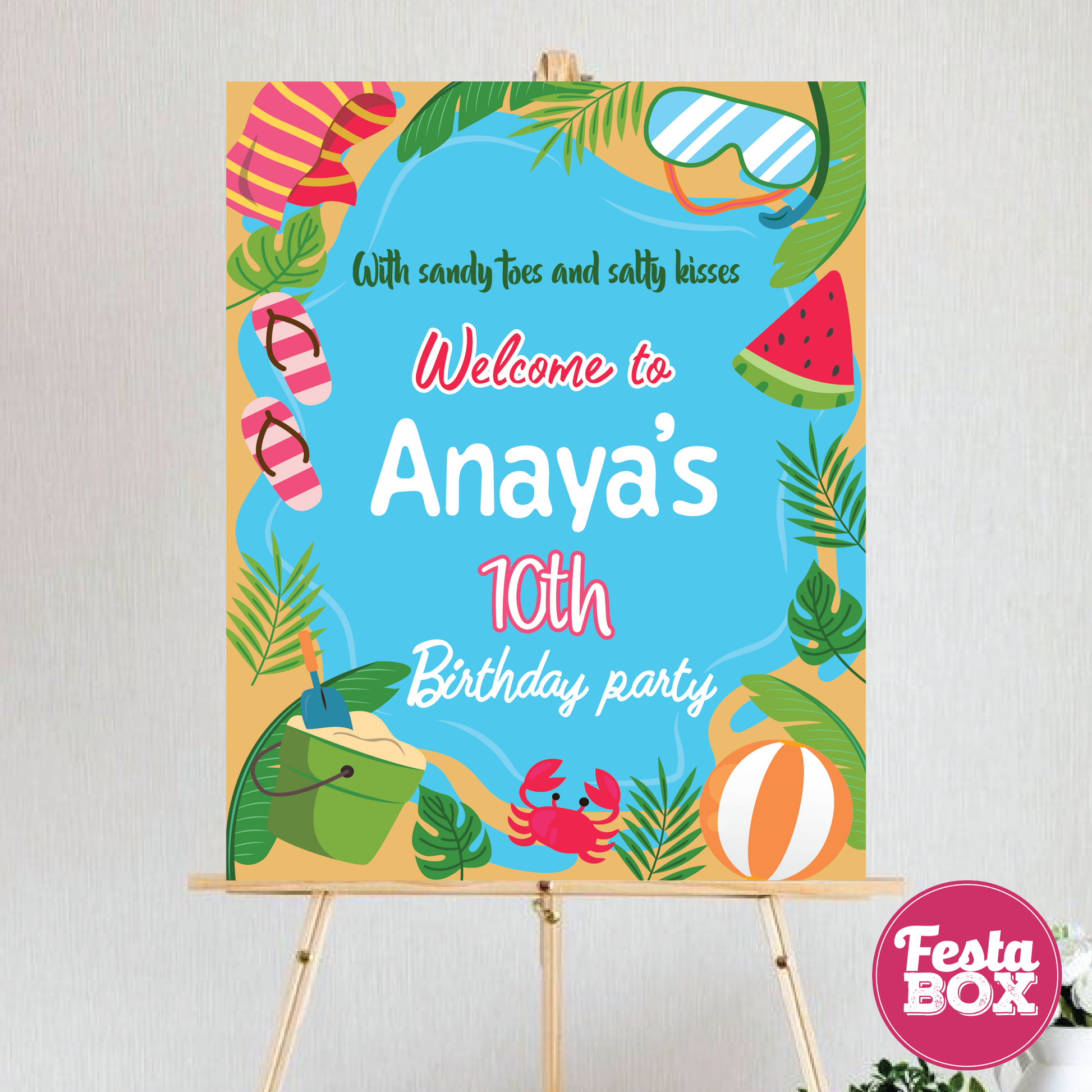 Welcome Sign for Birthday Party Decoration - Beach Theme