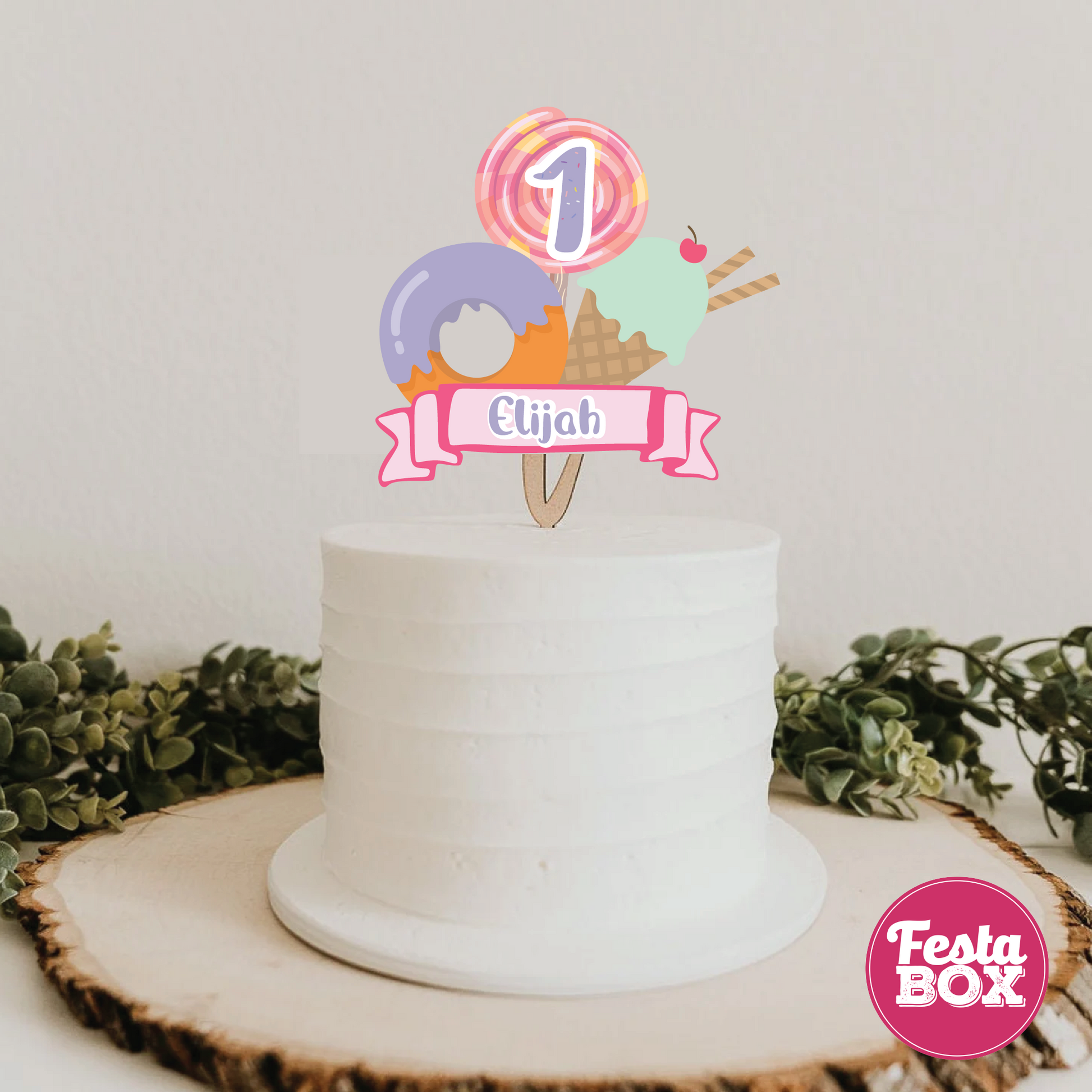 Cake Topper for Birthday Party Decoration - Candyland Theme - Option 1