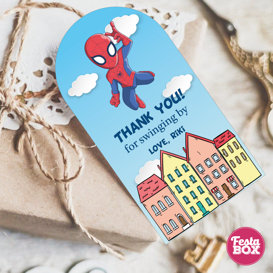 Gift Tags for Birthday Party Decoration - Spiderman Theme (Set of 6) - Option 1